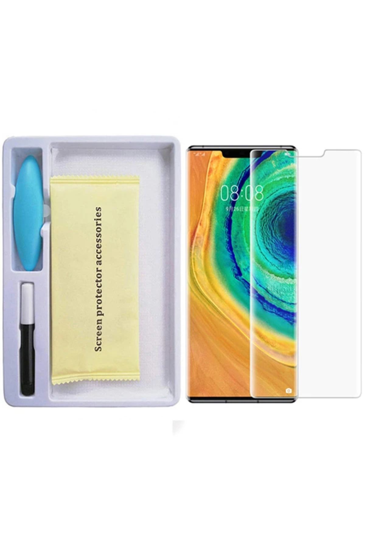Marsilyan Huawei Mate 30 Pro Full Liquid+UV Işık 3d Kırılmaz Cam Ekran Koruyucu-(5775) - MCT1066-5010