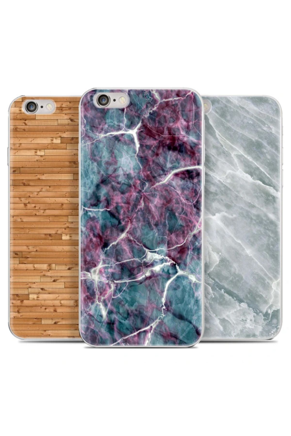 Marsilyan İPhone 7 PlusİPhone 8 Plus Mermer Desenli Soft Silikon Kılıf-(5775) - MCT5747-4024