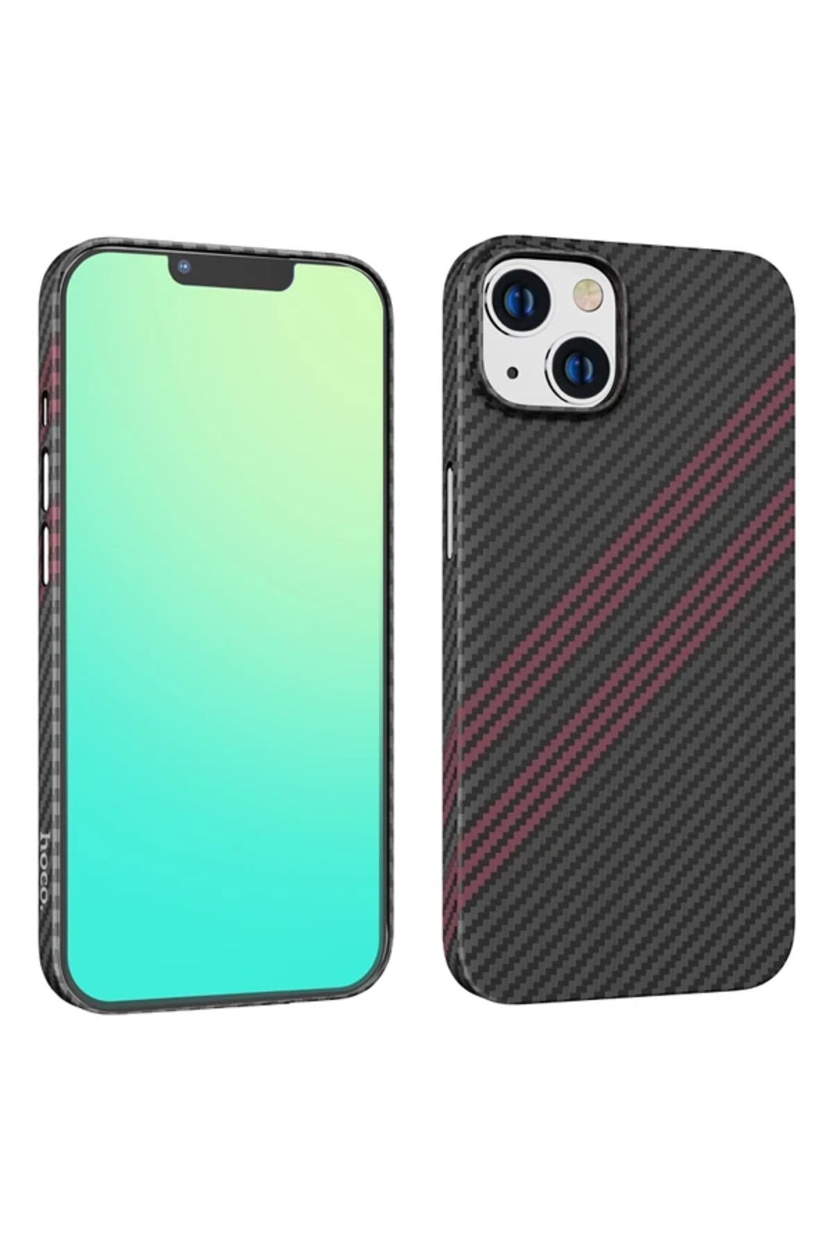 Marsilyan Hoco iPhone 14 6.1 Kılıf Kevlar Texture Darbe Emici Telefon Kılıfı-(5775) - MCT9339-8362
