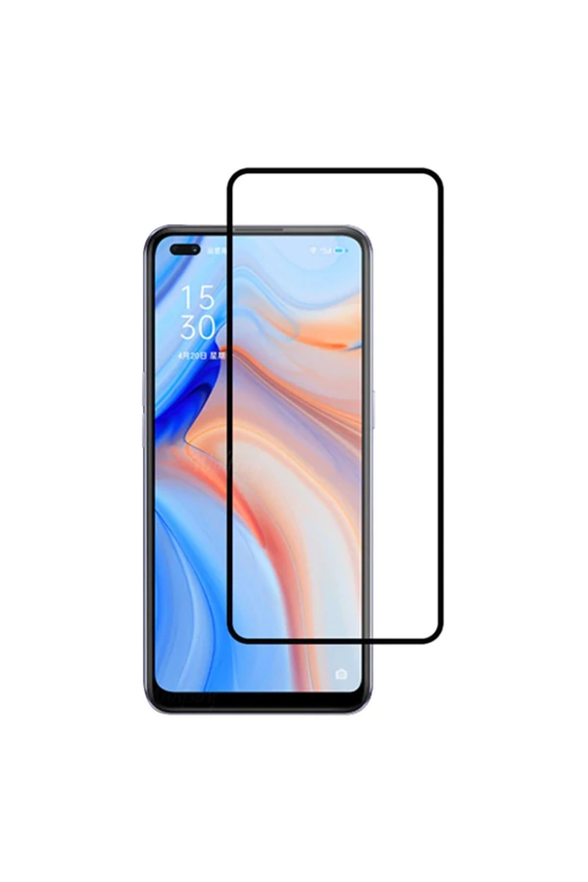 Lokal Marketing Oppo Reno 4 Full Glue Tempered Cam Ekran Koruyucu Full Kaplama-(5775) - LKM4882-1790
