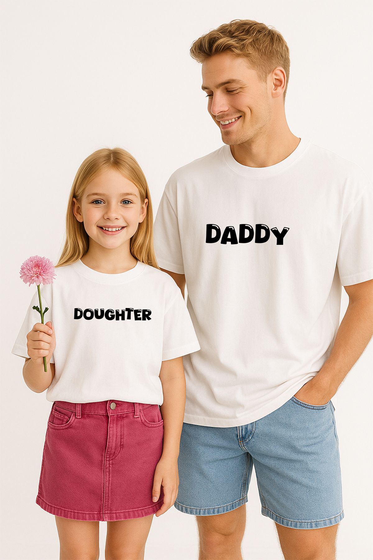 TARZ STİL Baba Kız Uyumlu Daddy Doughter Baskılı Trend Tişört 24150-1