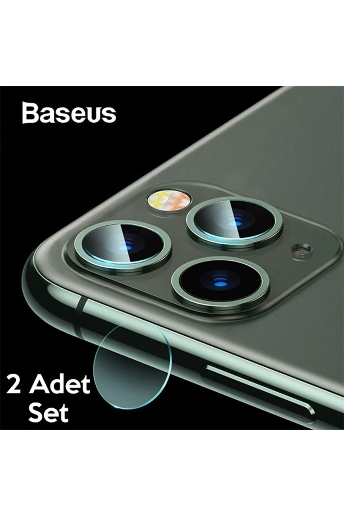 mudikonsept iPhone 11 Pro 11 Pro Max Tempered Kamera Lens Koruma Camı 2Set-(5775) - MDE1035-6787
