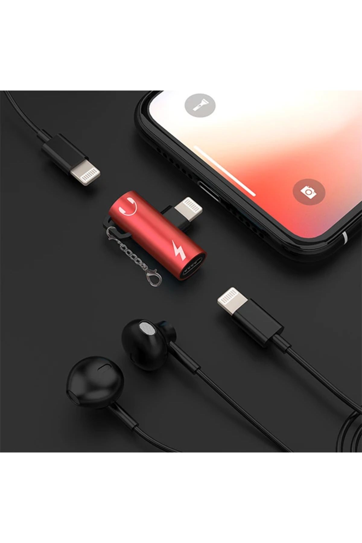 Marsilyan İPhone 14-13-12-11 Dual Lightning Girişli Şarj Dönüştürücü Başlık Adaptö - MCT6664-1896