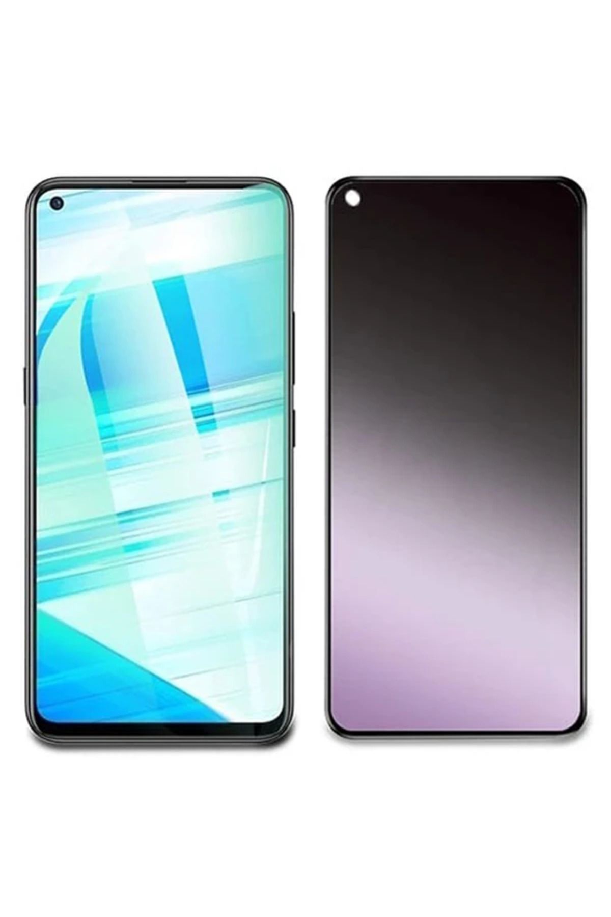 Marsilyan OPPO Realme 7 Pro 3D Full Privacy Gizlilik Tempered Cam Ekran Koruyucu-(5775) - MCT4935-4493