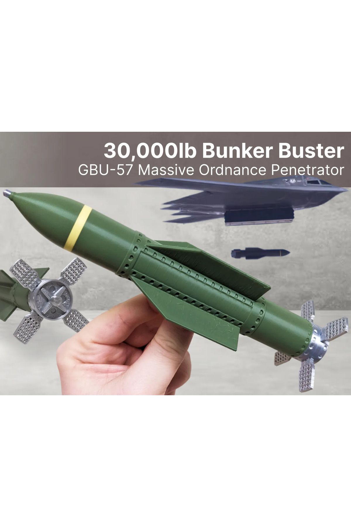 Phigo 20 CM GBU-57 Bunker Buster Bombası Modeli 3D Baskı Dekorasyon Figür