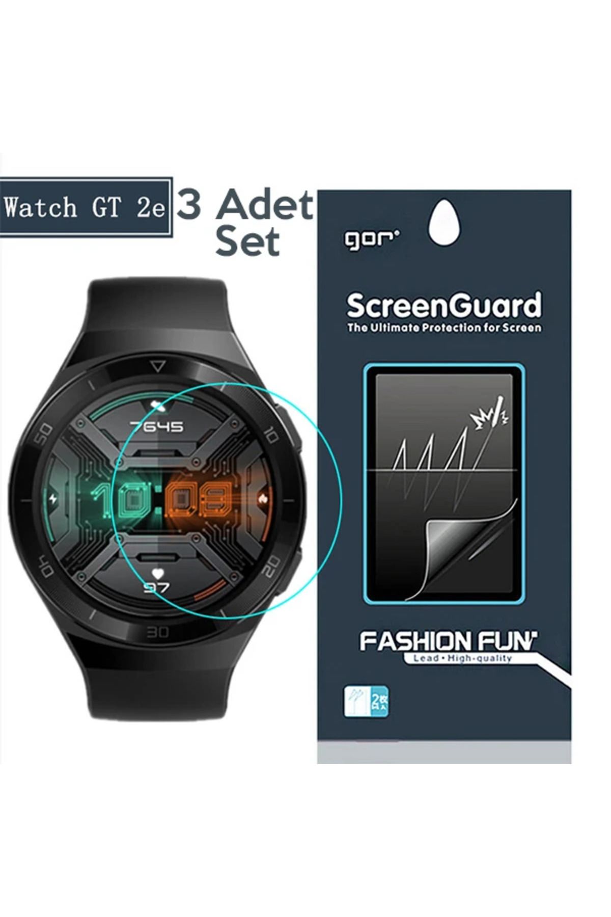 gizmurstore Huawei Watch GT2E Uyumlu Darbe Emici Ekran Koruyucu 3 Adet Set-(5775) - GMS3304-9559