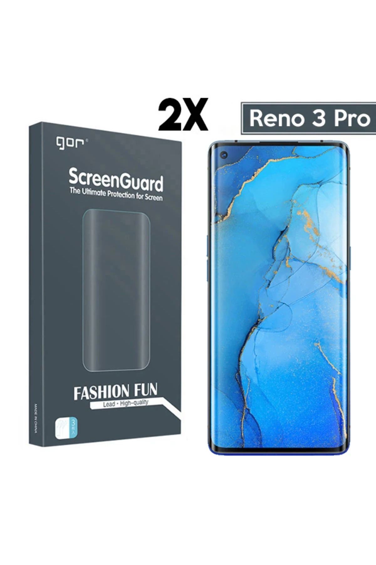 Mobil Dünyası GOR Oppo Reno 3 Pro 3D Uyumlu Kavisli Full Ekran Koruyucu 2 Adet Set-(5775) - DGL9704-7227