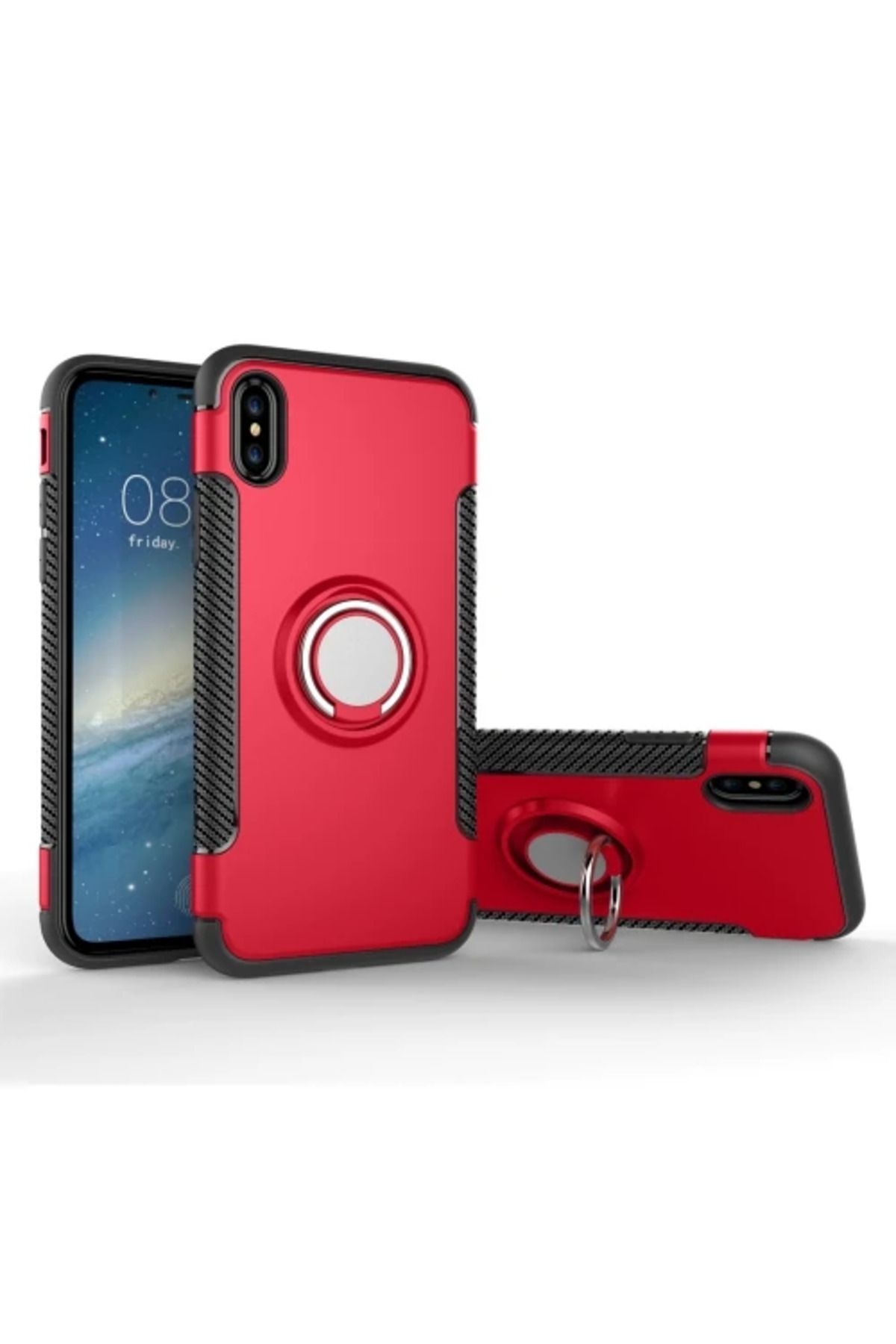 Marsilyan İphone X Xs 360 Doner Yüzüklü Darbe Emici Armor Tpu+pc Kılıf-(5775) - MCT4744-8142