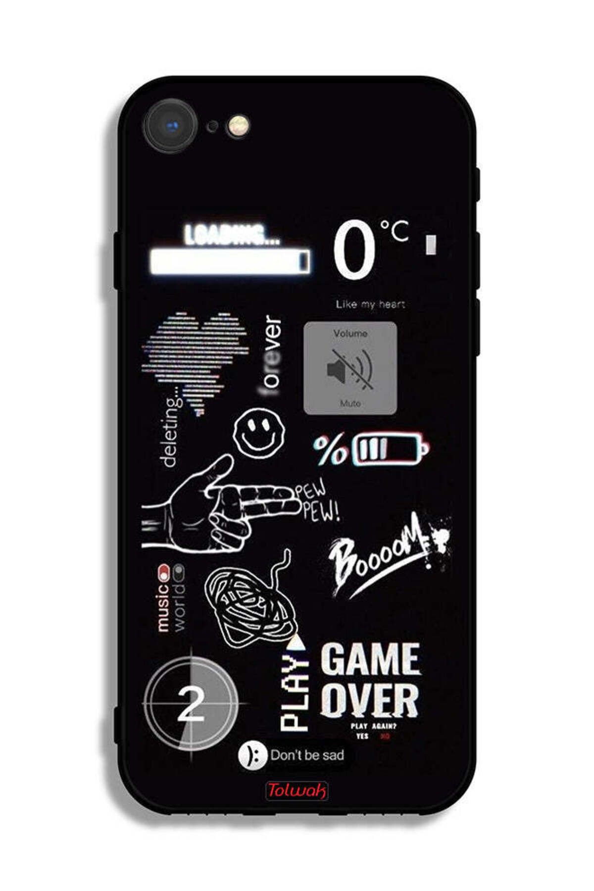 Tolwak-Apple iPhone 8 Protective Case Game Over Pew Pew 2