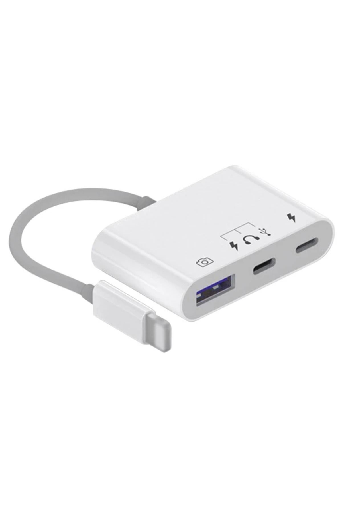 Marsilyan İPhone-Otg Hub -Usb Type C To Kulaklık ve Usb Kamera Okuyucu Otg-(5775) - MCT6883-7599