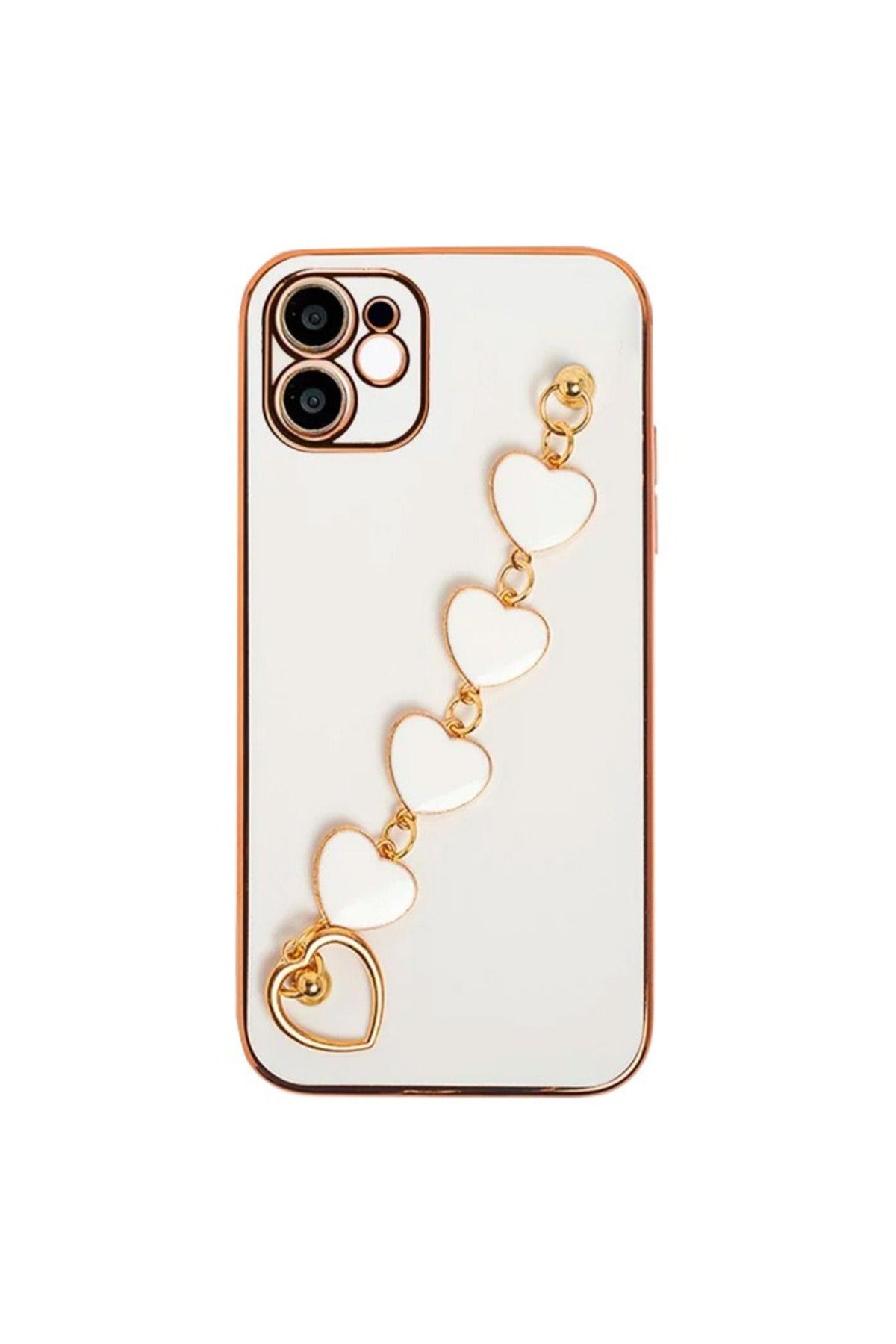 Marsilyan Ally iPhone 12 6.1inç Kılıf Kalp Bileklik Tutuculu Lüx Silikon Askılı Kılıf- - MCT9633-9258