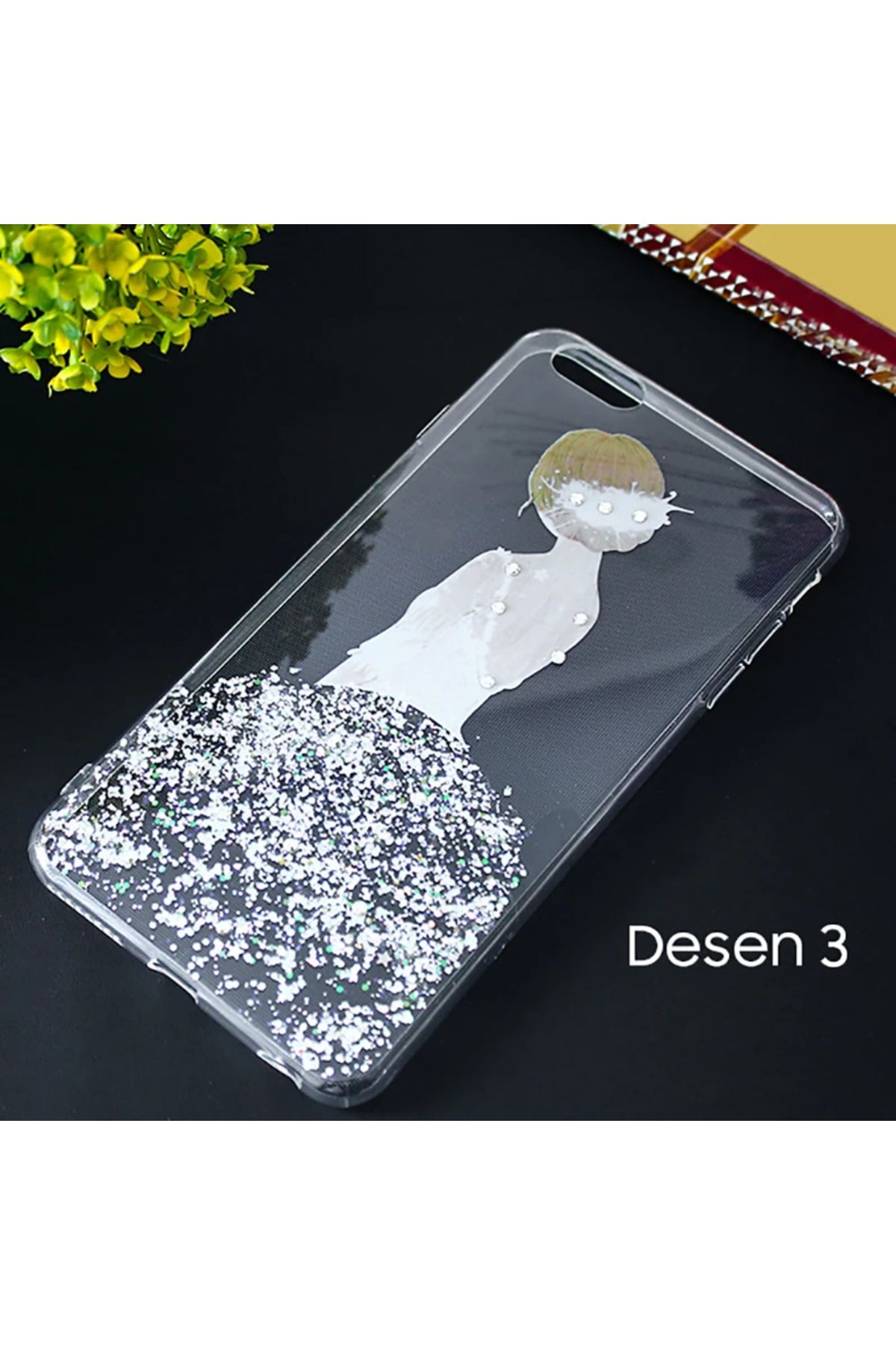 demila İPhone 6S Plus 6 Plus 3d Diamond Elbise Şeffaf Silikon Kılıf-(5775) - MLA6789-9914