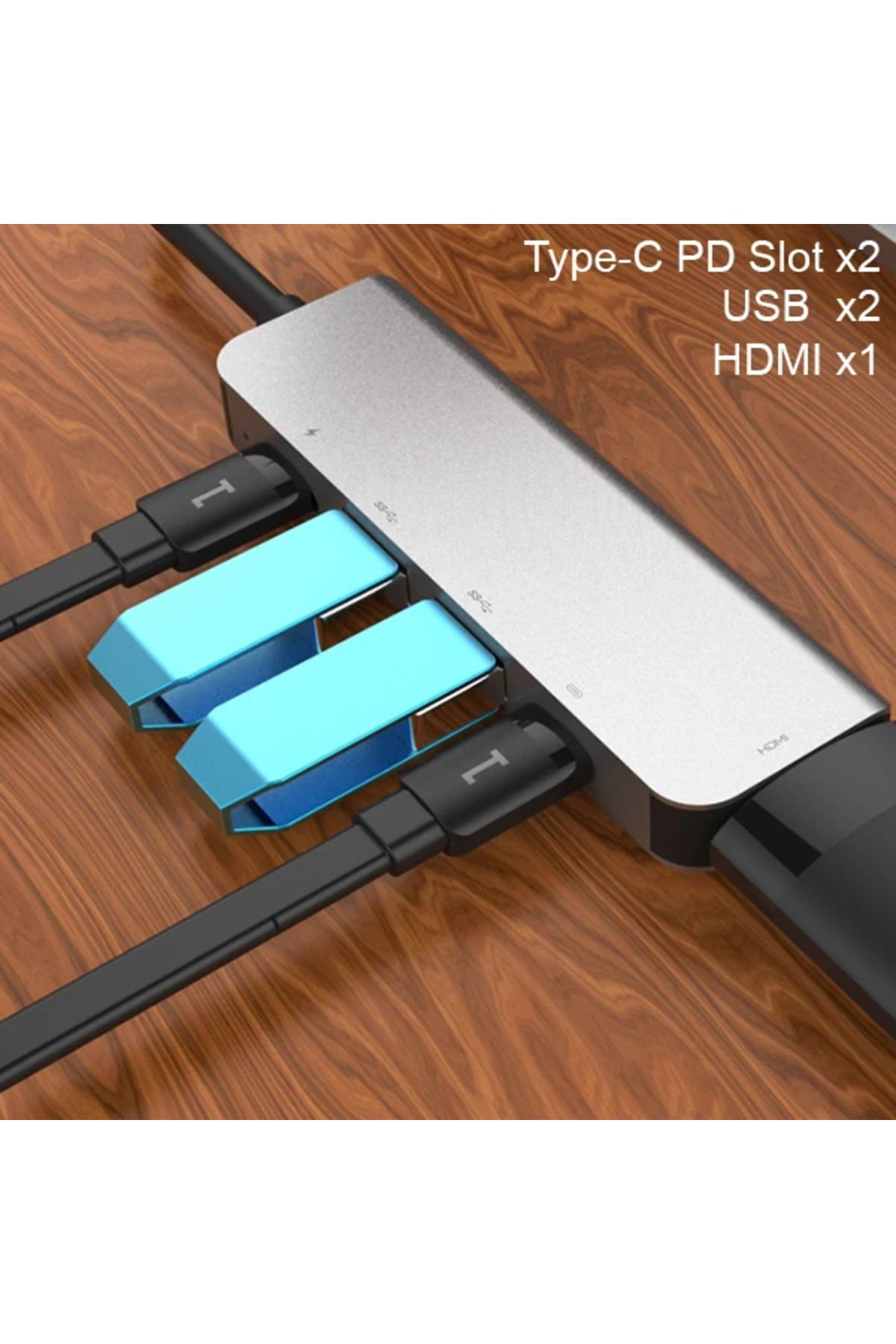 Marsilyan Ally Usb (Type-C to 5in1 Hdtv 2xUSB+2x PD) Hub Adaptör Çoklayıcı-(5775) - MCT2654-8437
