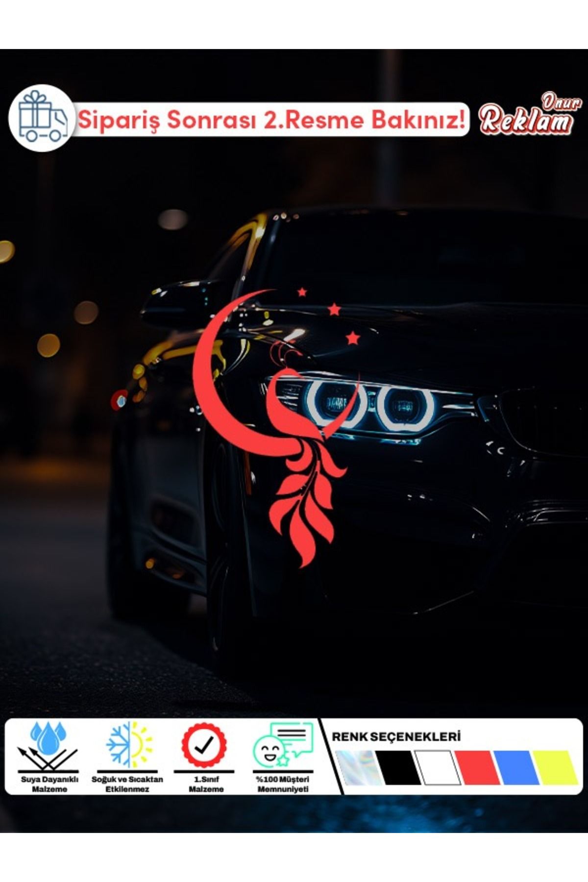 Onur Reklam Hilal ve Yıldızlı Kuş Figürü Sticker – Araç & Laptop & Duvar Uyumlu – Suya Dayanıklı Tasarım