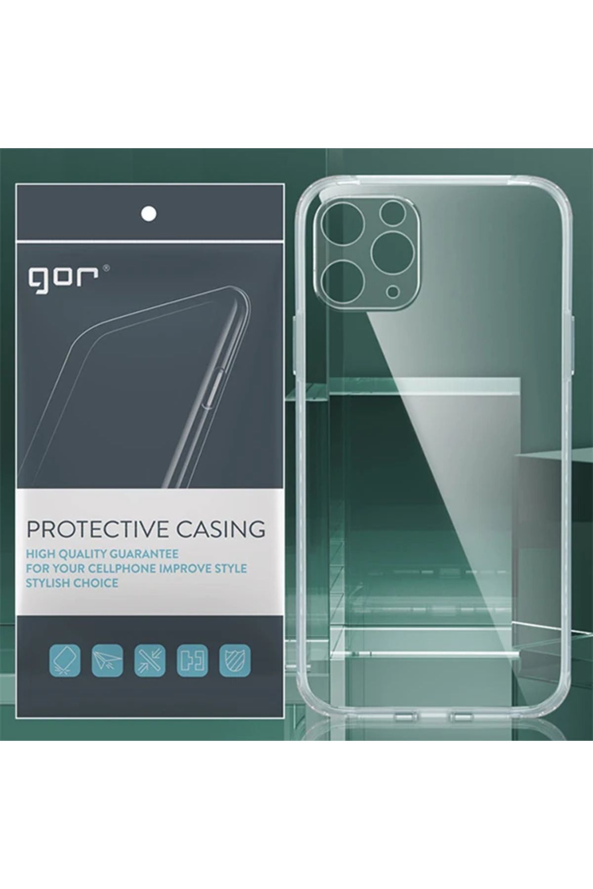 mycarmella GOR İPhone 11 Pro Max 6.5 inch Kamera Korumalı Şeffaf Silikon Kılıf-(5775) - VHT9276-4323