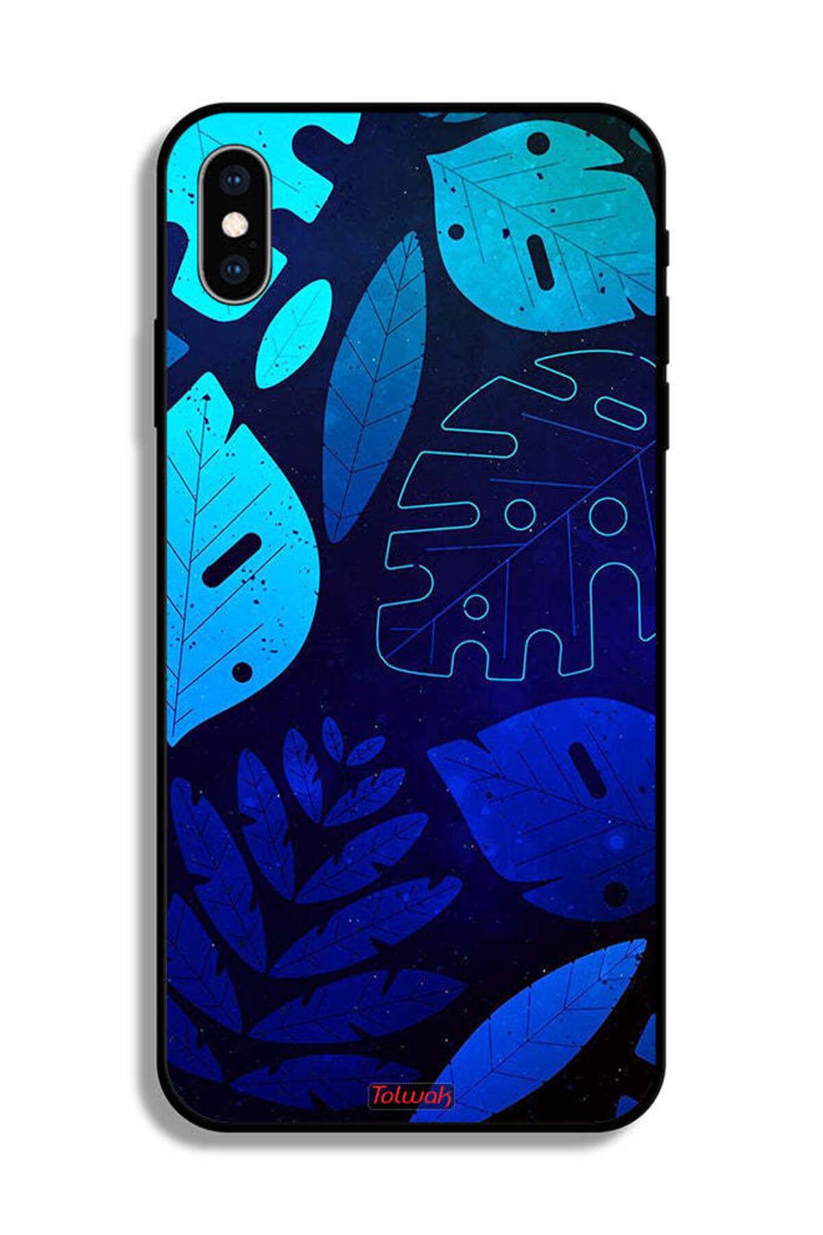 Tolwak-Apple iPhone XS Max Protective Case Leaves Pattern 2