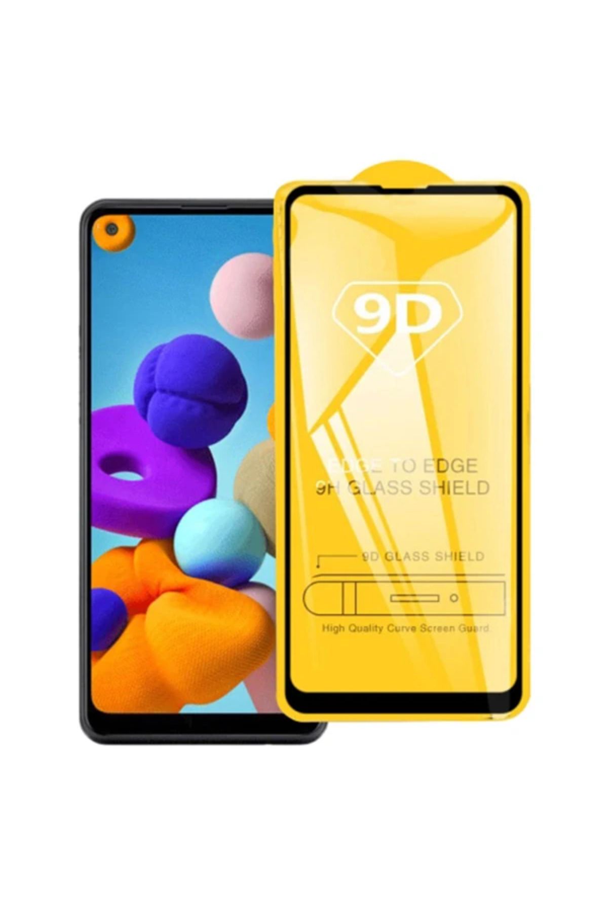 Marsilyan ALLY SM Galaxy A21 9D Full Glue Tempered Cam Ekran Koruyucu-(5775) - MCT6833-1393