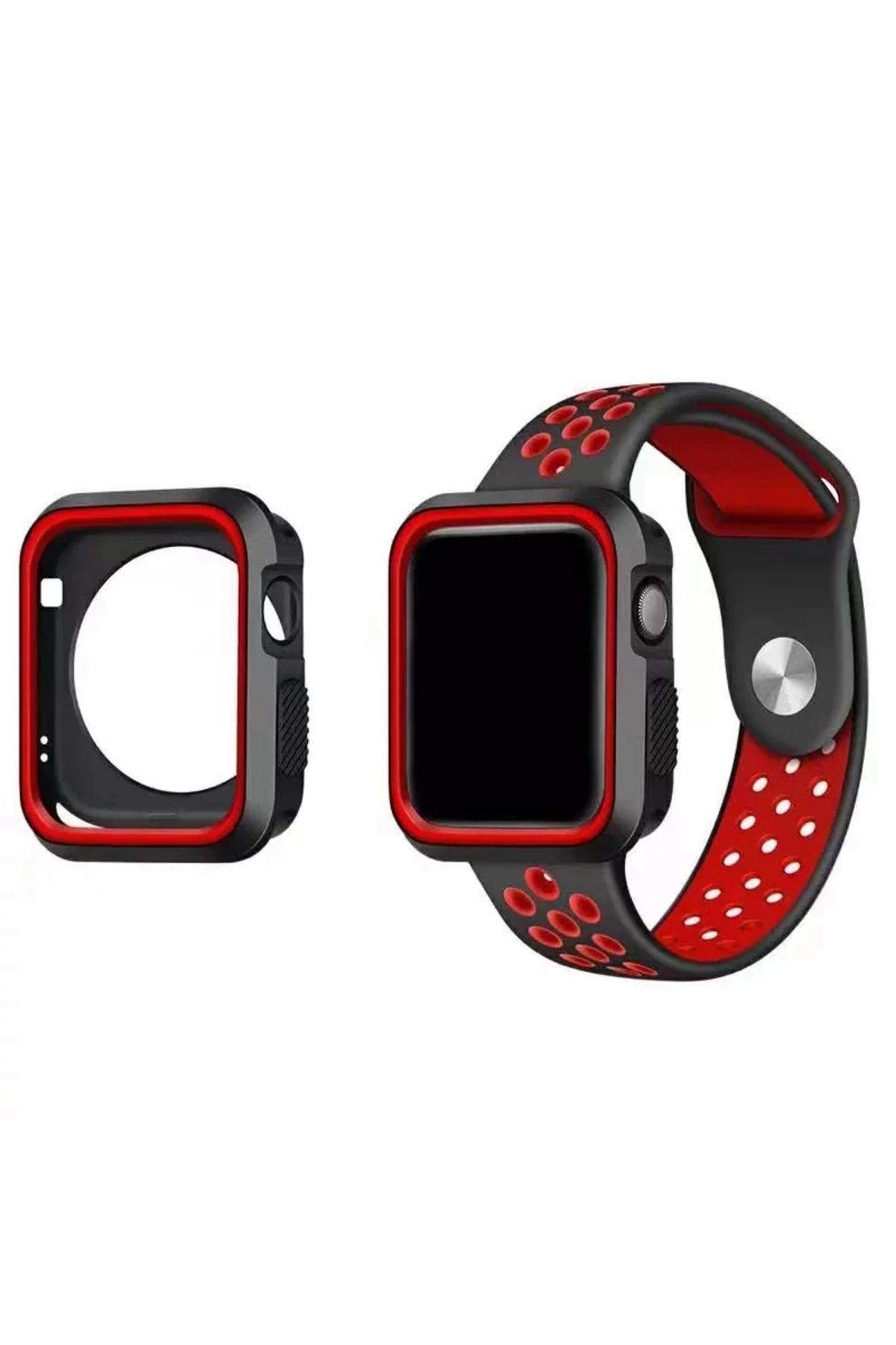 Mobil Dünyası Ally Apple Watch 7-8 41mm 6-5-4 40mm Nike Style Çift Renk Silikon Kılıf 3-2-1 38m - DGL4542-9944