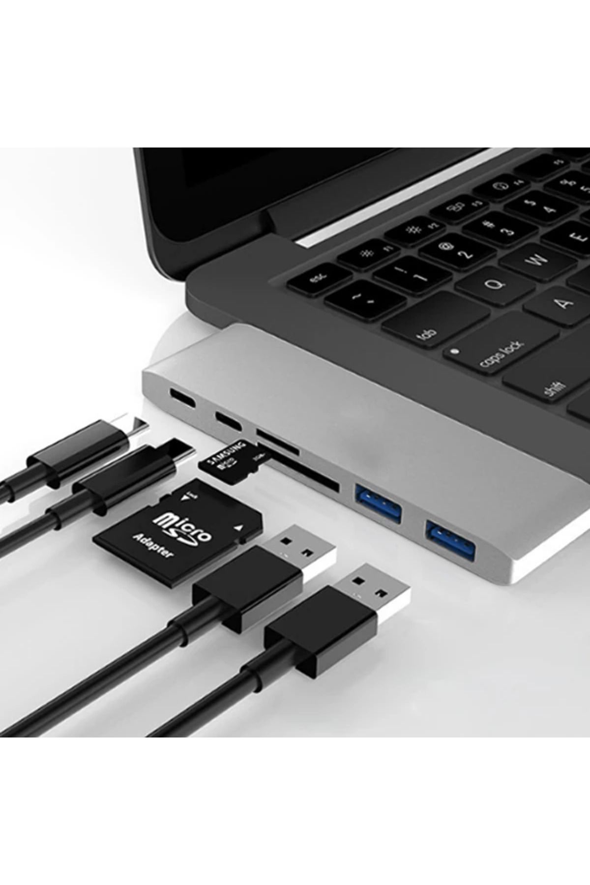 Marsilyan Ally 6 İn1 Usb-C Hub Daul USB 3.0 Type-C Şarj Kart Reader Çoğaltıcı Hub-(5775) - MCT9937-6706