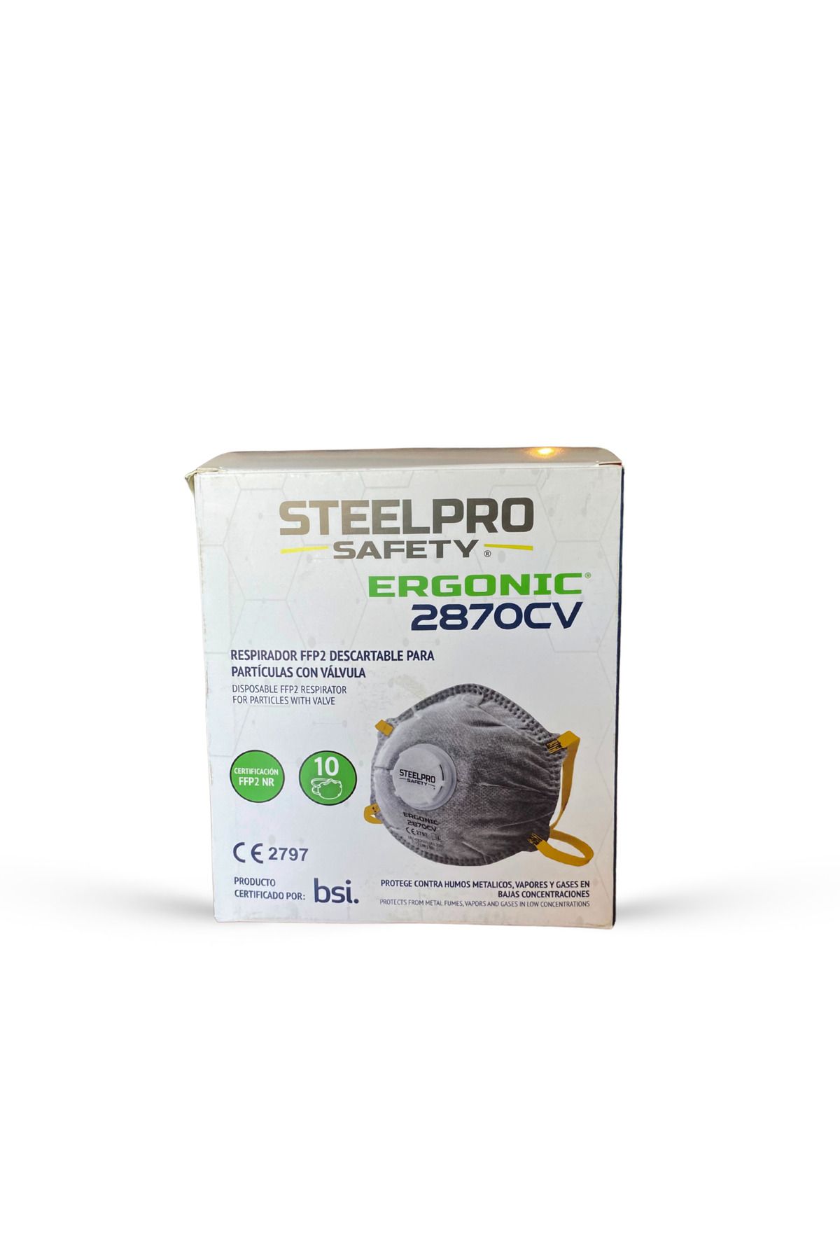 Steelpro 2870CV FFP2 NR Aktif Karbonlu Konik Maske (10 Adet-Kutu)