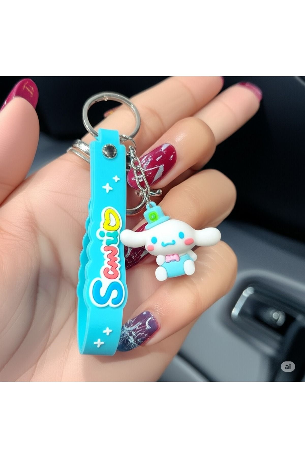 FAMEMUS ACCESSORY Cinnamoroll Anahtarlık - Sevimli Silikon Figürlü Hediyelik Çanta Aksesuar