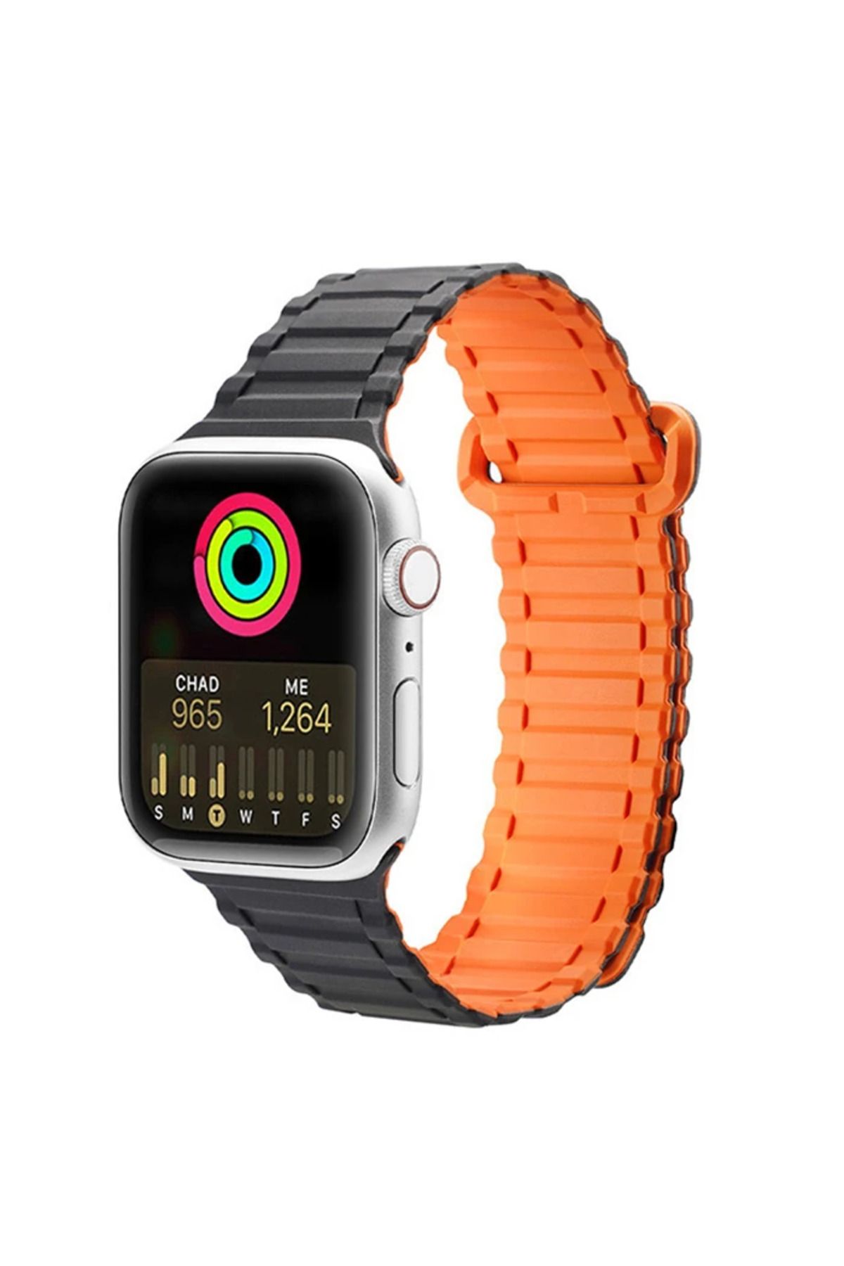 Marsilyan Dux Ducis Apple Watch 42/44/45MM için Manyetik Armor Silikon Kordon Kayış-(5775) - MCT1534-8630
