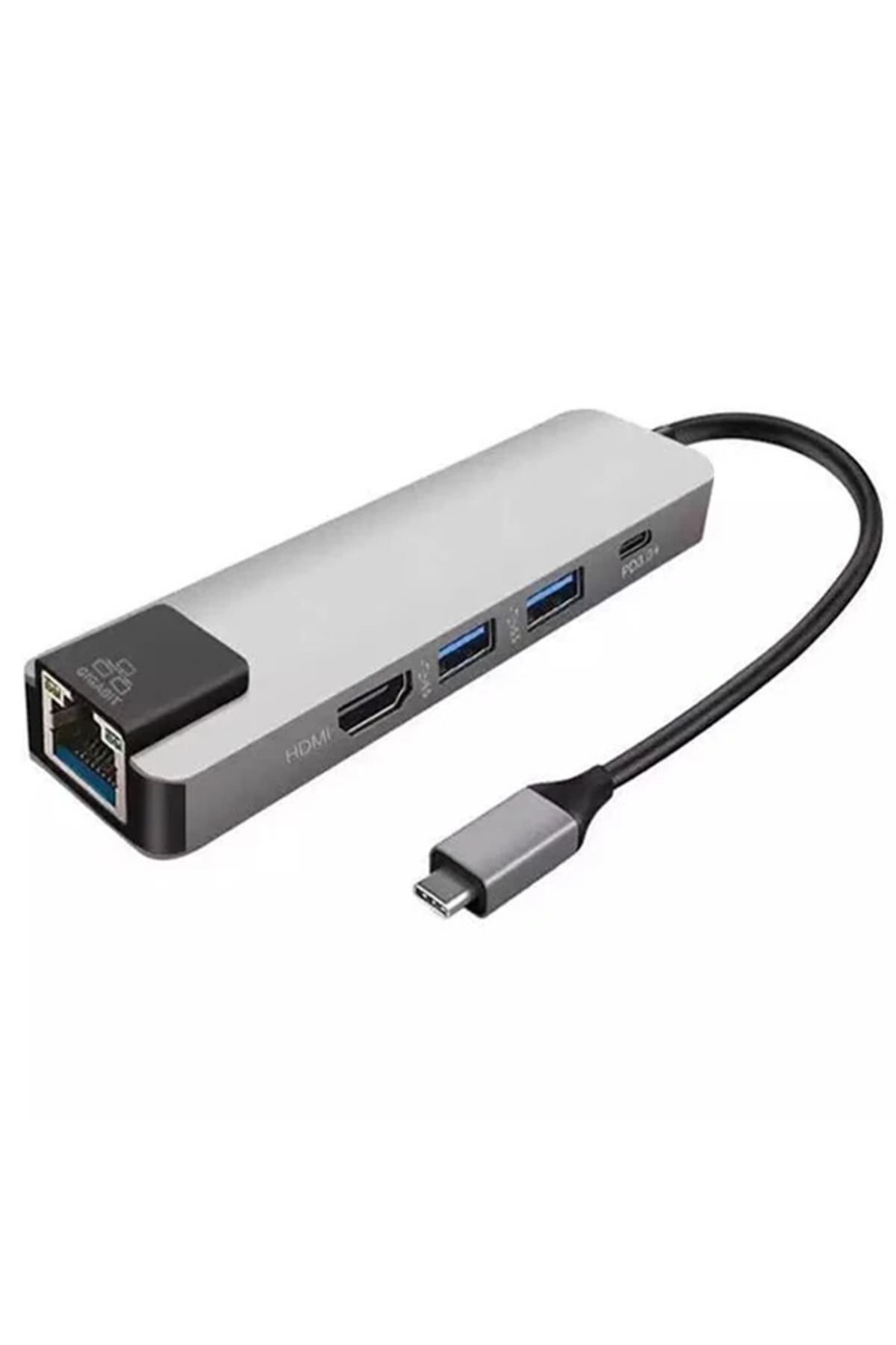 Marsilyan ALLY 5İN1 USB 3.1 Type C To HDMI 2xusb 3.0 RJ45 Ethernet Dönüştürücü Adaptör - MCT8466-1471