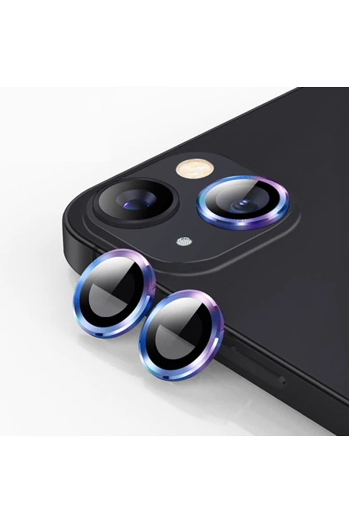 Marsilyan ALLY İPhone 13 - 13 Mini 3D Metal Çerçeveli Kamera Lens Koruyucu-(5775) - MCT9474-7402