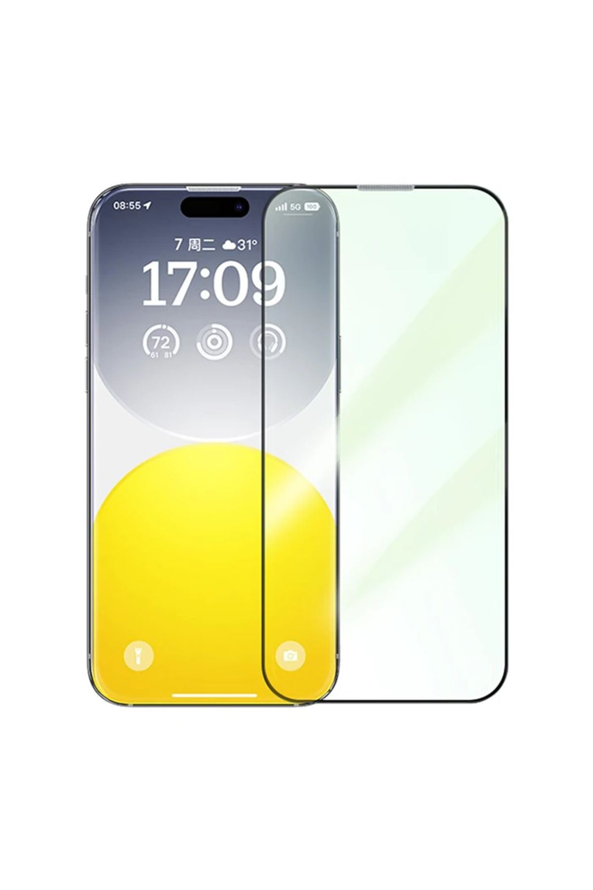 Marsilyan Schott iPhone 15 Pro Full Koruma Eye-Protection Tempered Cam Ekran Koruyucu-( - MCT4597-2703