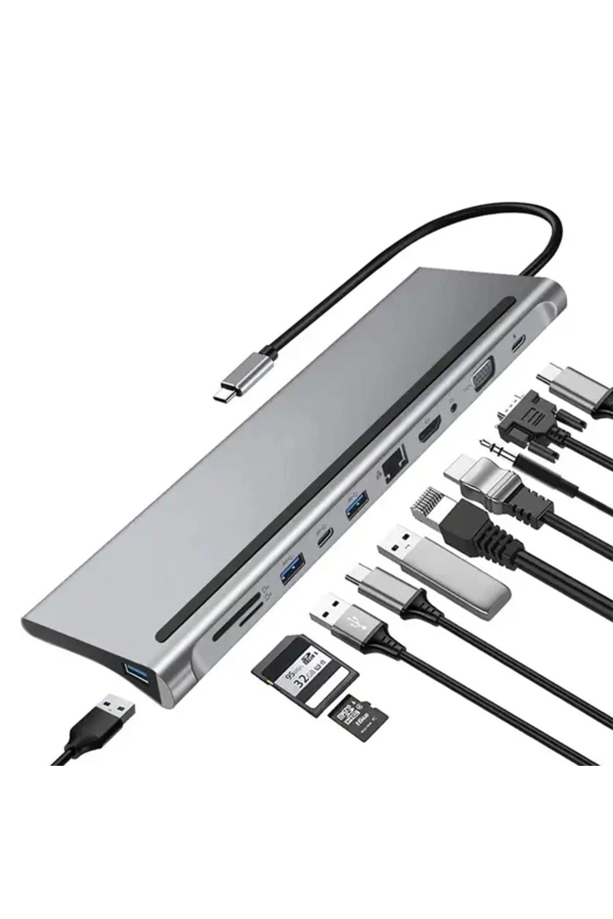 Marsilyan Ally 11 in 1 Masaüstü Standlı Çoğaltıcı Adaptör Çevirici Hub-(5775) - MCT4437-3801