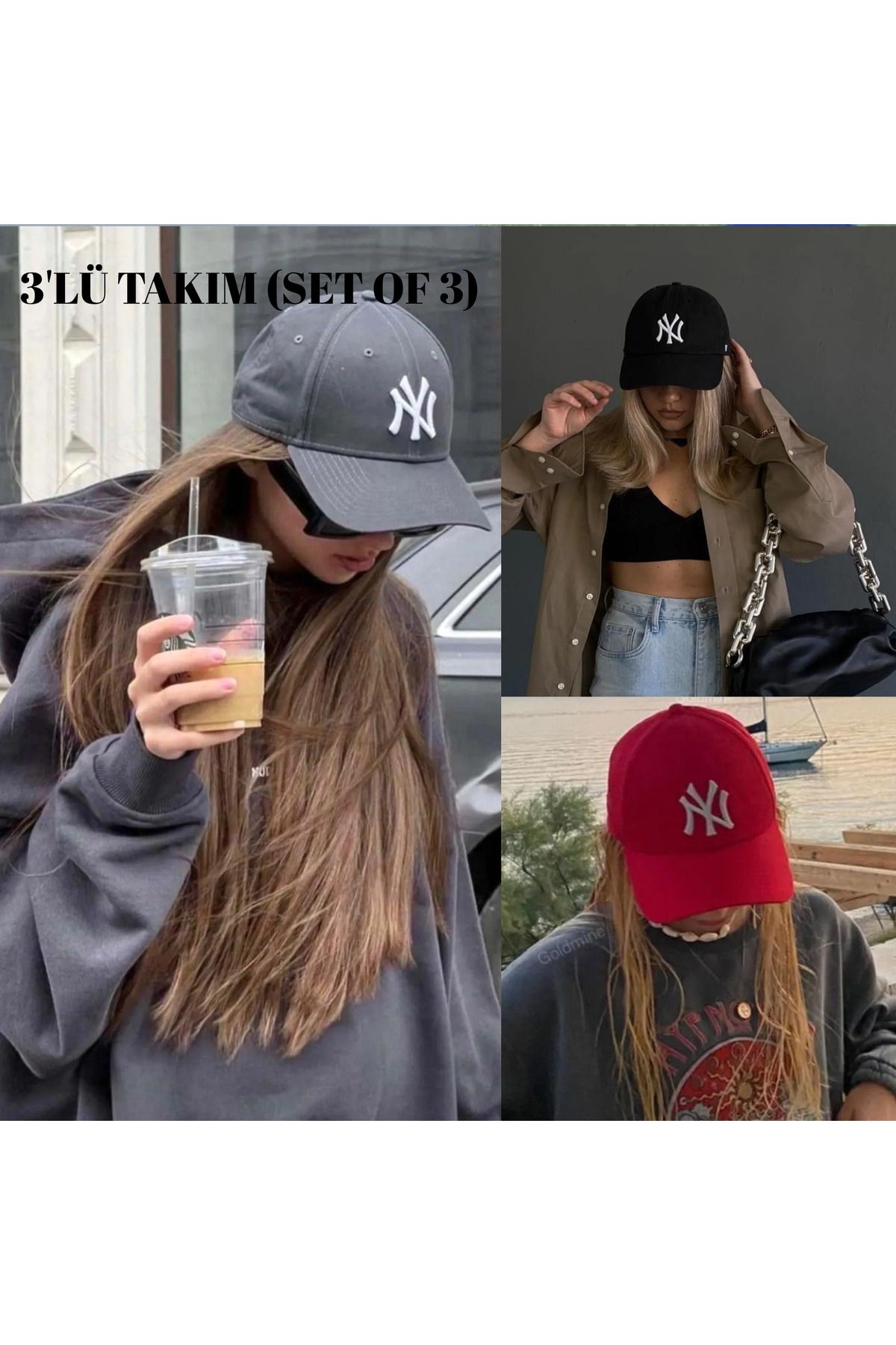 Wearflawless Spor Şapka Ayarlanabilir Unisex 3'lü Şapka Takımı