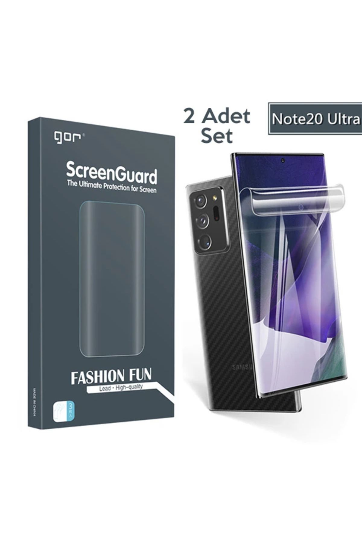 gizmurstore Gor SM Galaxy Note 20 Ultra 3D Kavisli Full Darbe Emici Ekran Koruyucu 2 Adet Set-(5 - GMS1327-1165
