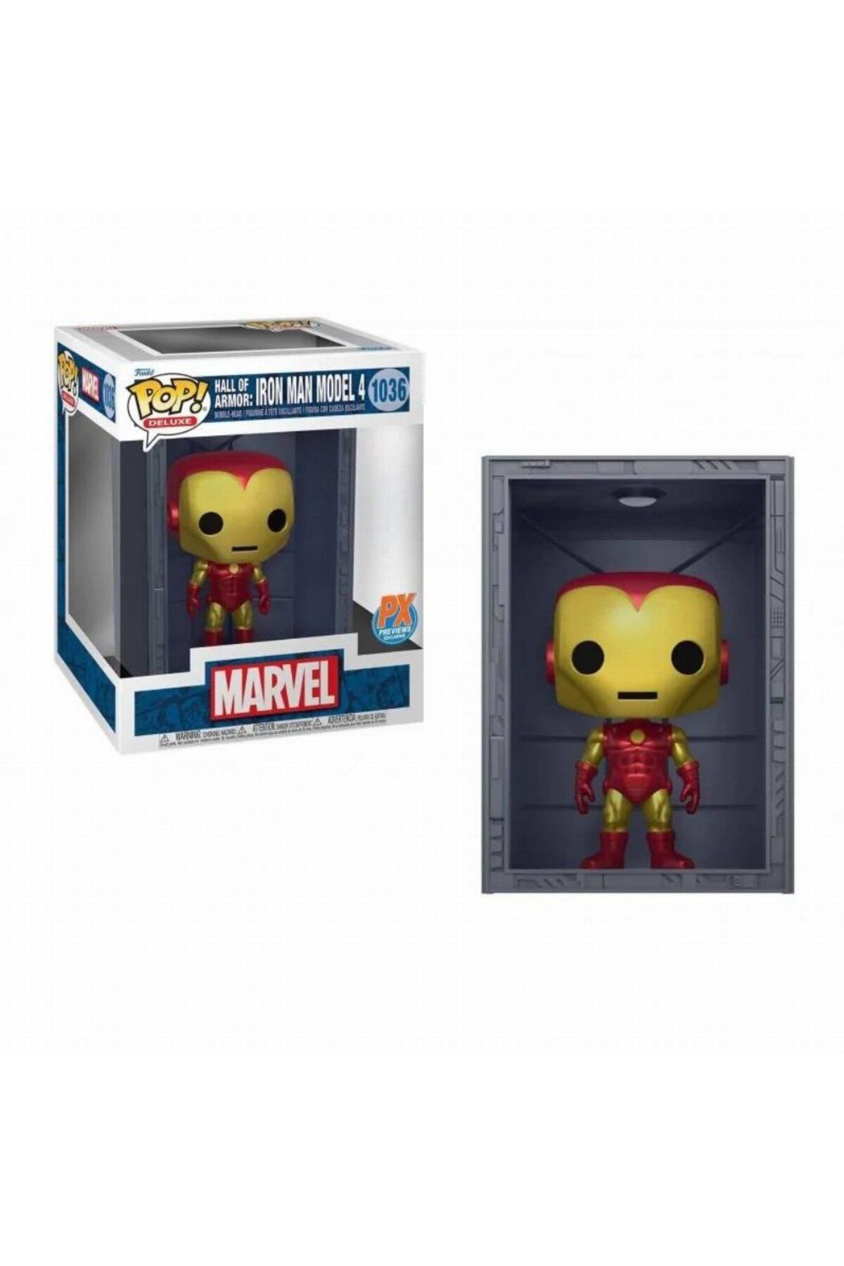 Funko Pop Deluxe Marvel Hall Of Armor İron Man Model 4 Metallic Px Previews Exlusive No:1036
