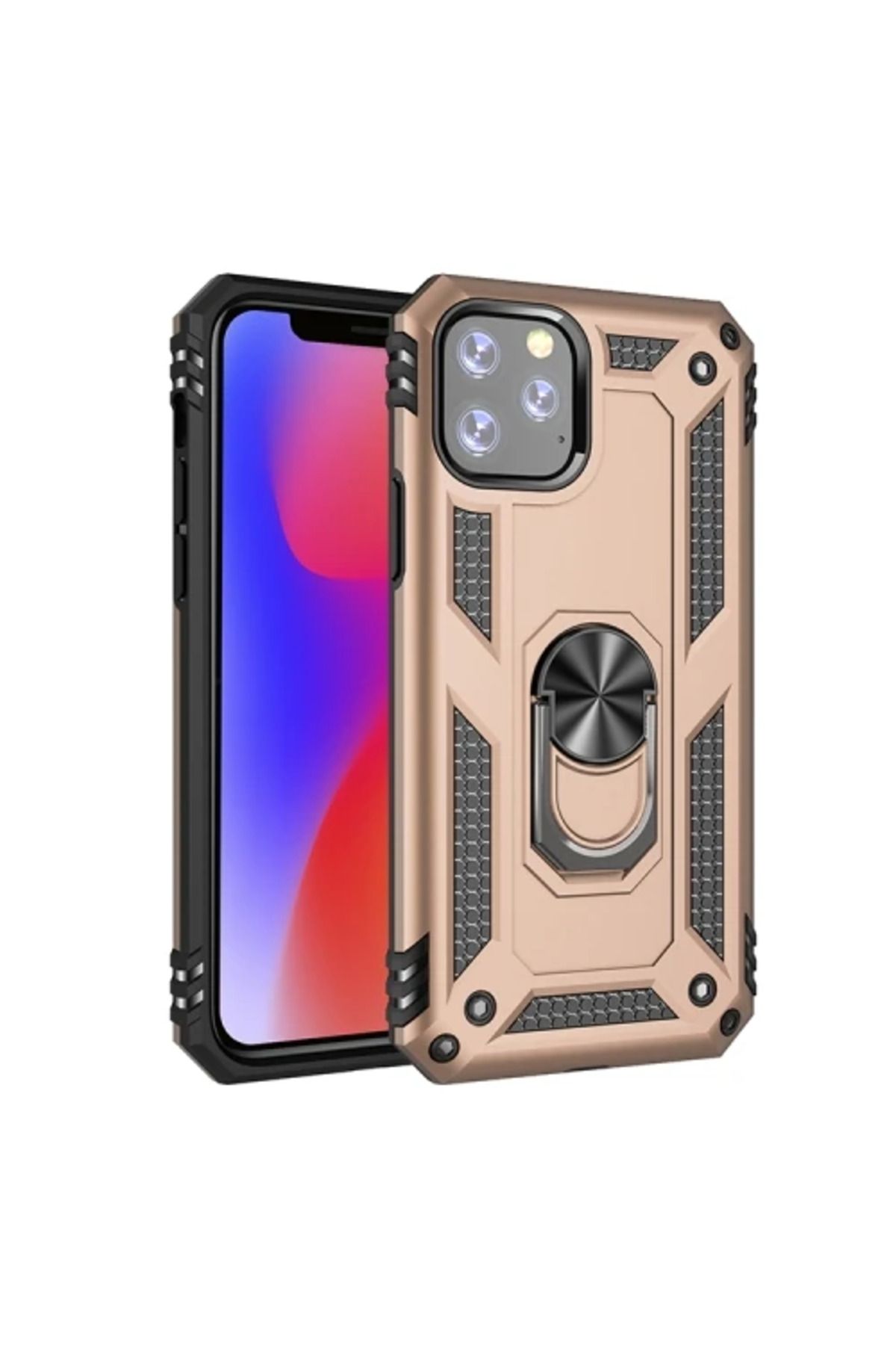 Marsilyan Ally iPhone 11 Pro 5.8 inch Yüzüklü Kılıf Armor Shockproof Ring kılıf-(5775) - MCT8363-9025