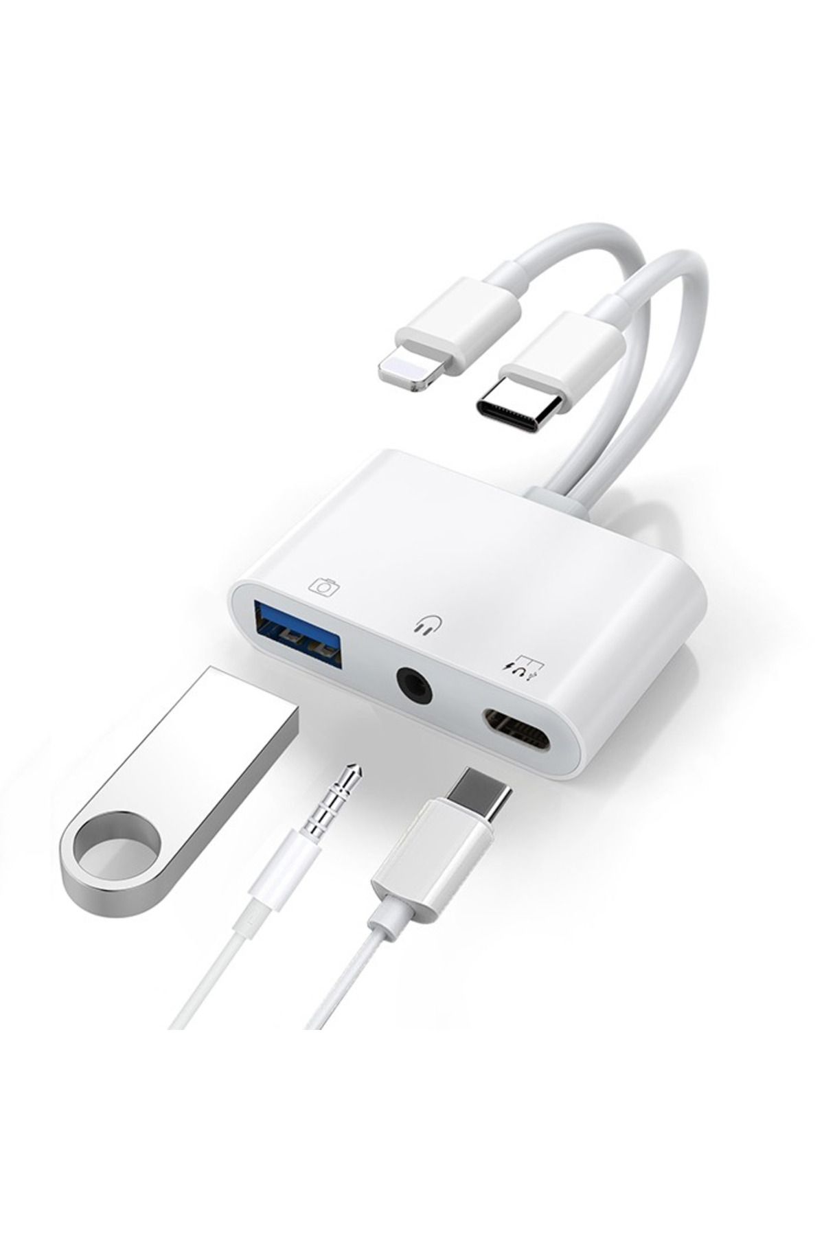Marsilyan ALLY NK-109PRO Type-c/Lightning to USB-A 3.5mm Kulaklık ve Type-c Kamera Okuyucu Ç - MCT4988-3150