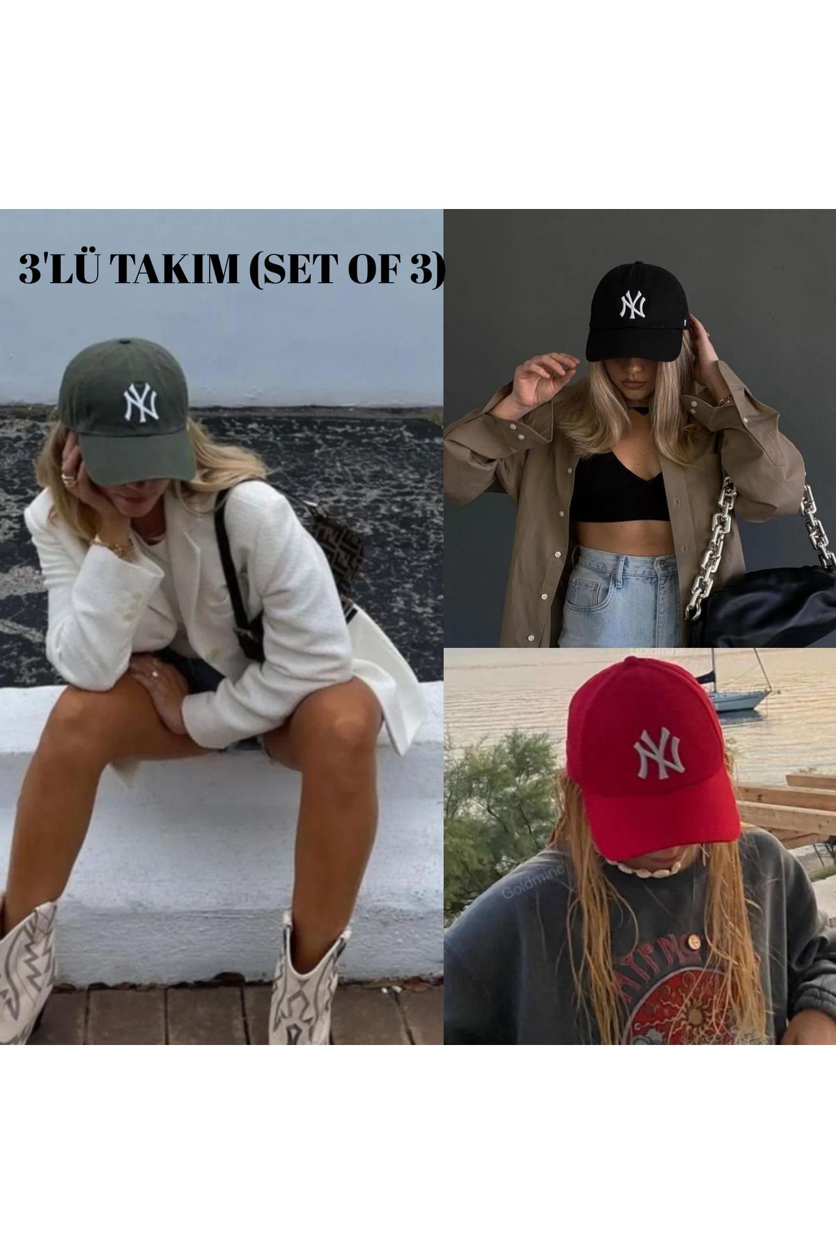 Wearflawless Spor Şapka Ayarlanabilir Unisex 3'lü Şapka Takımı