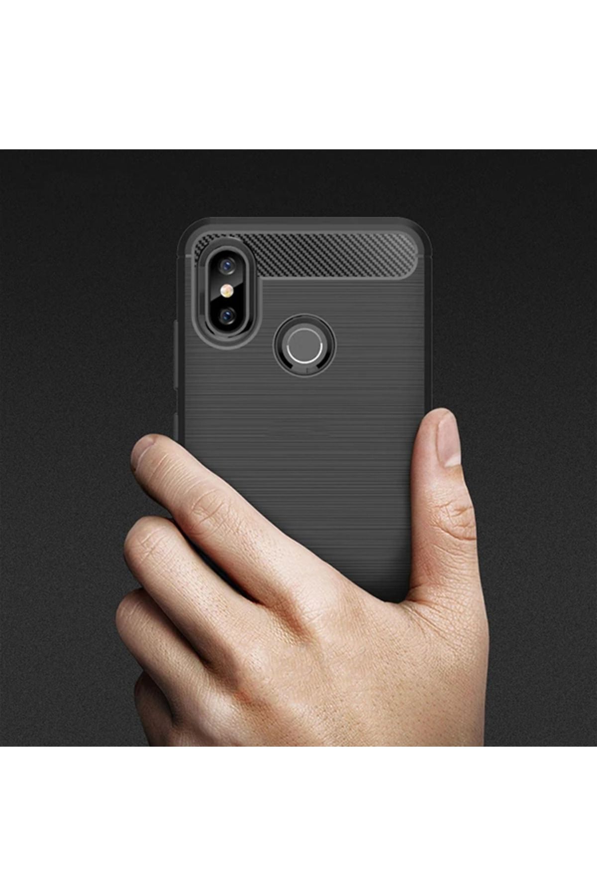 Notcraft Xiaomi Mi 8 Dark Ultra Koruma Karbon Fiber Doku Silikon Kılıf-(5775) - NOTFRAFT1028-7482