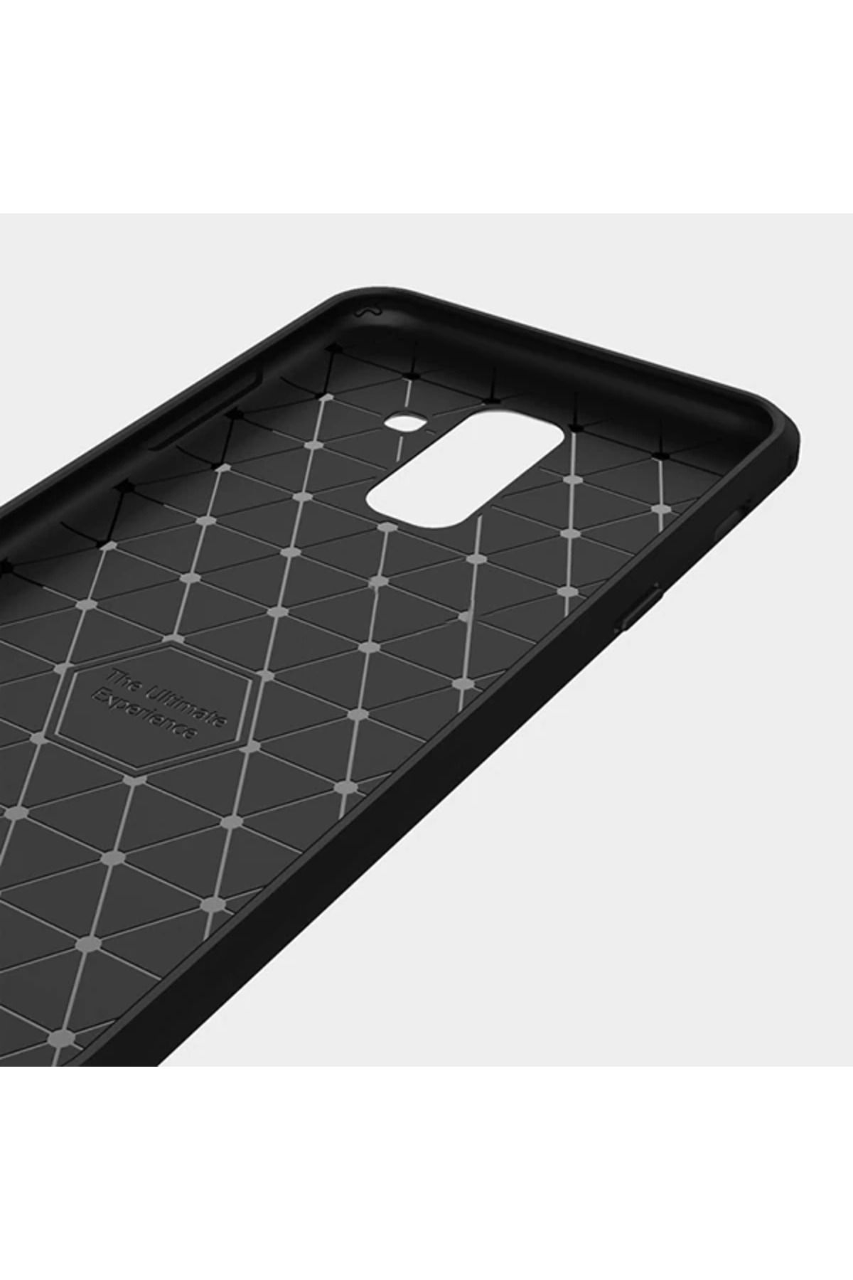 demila Ally Samsung Galaxy A6+ Plus İçin Dark Ultra Koruma Karbon Fiber Doku Silikon Kıl - MLA2809-6873