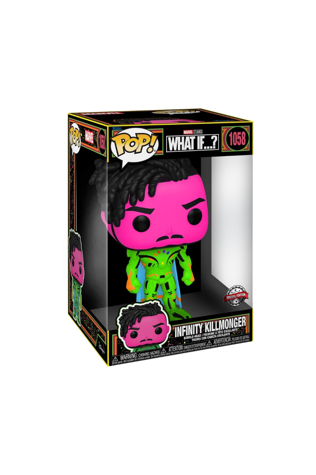 Funko Pop Marvel Jumbo What If.. Infınty Killmonger Blacklight Special Edition No:1058