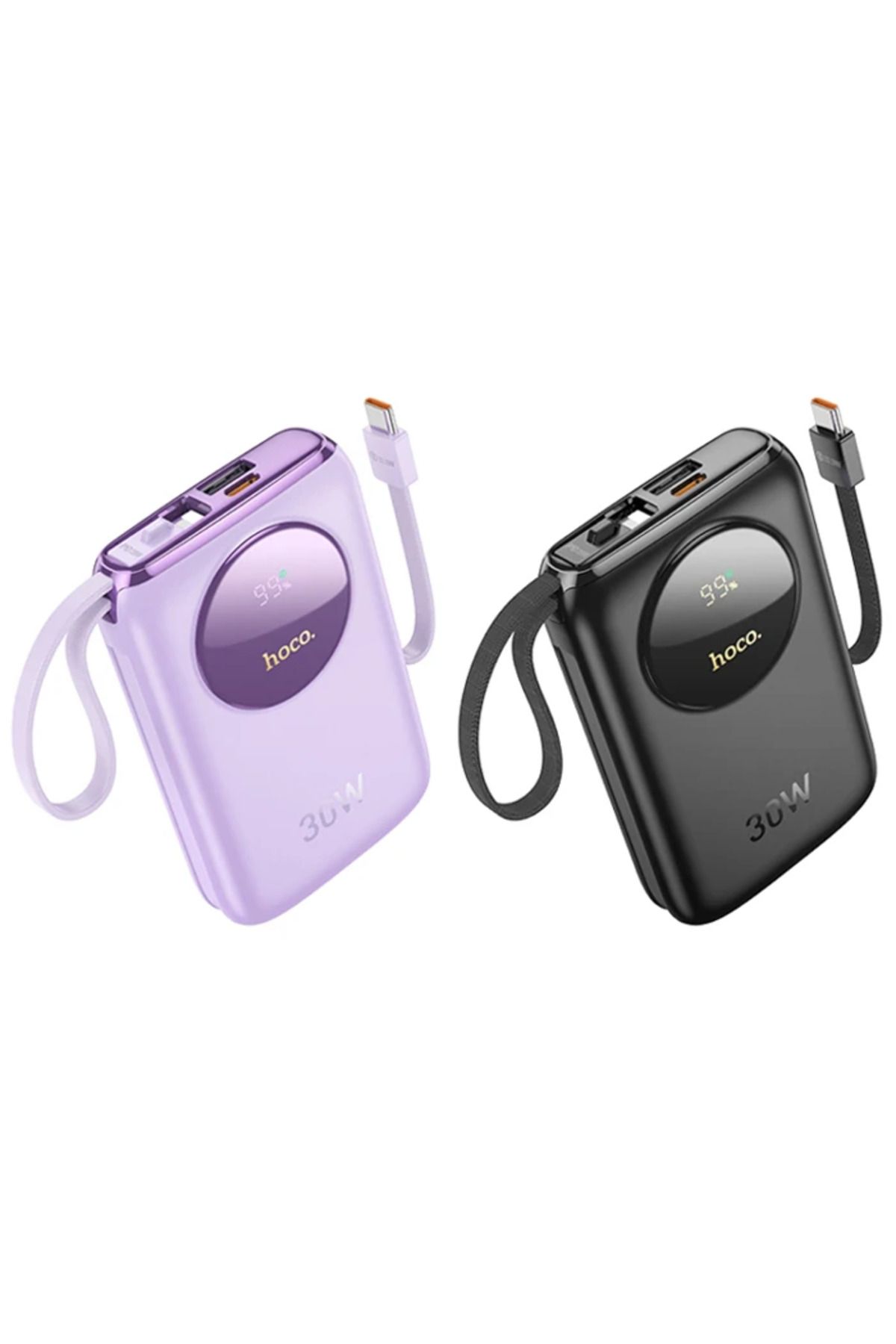 Mobil Dünyası HOCO Q19 Lucky 10000mAh 30W Dijital Göstergeli Kablolu Powerbank-(5775) - DGL5960-5890