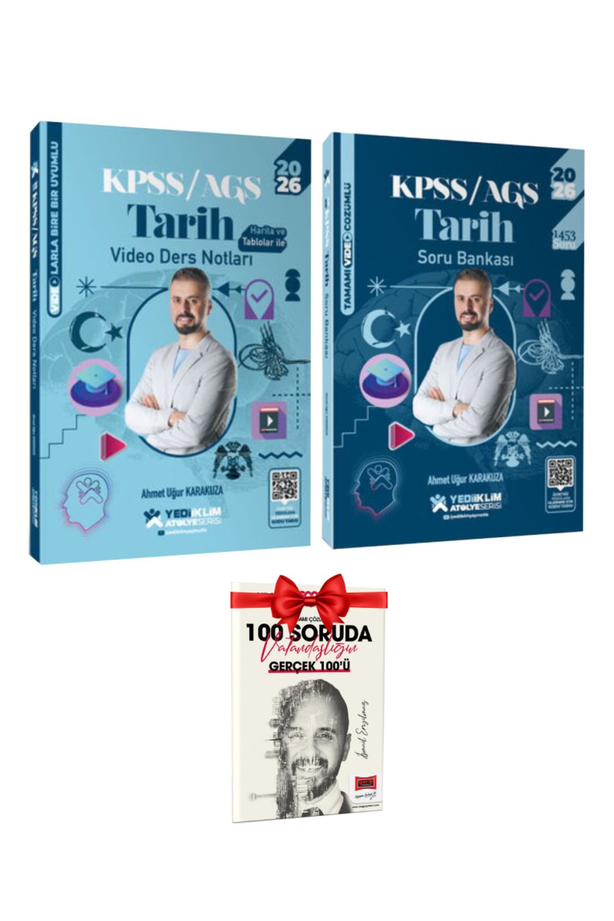 Yediiklim Yayınları 2026 KPSS/AGS Ahmet Uğur Karakuzu Tarih Video Ders Notu+ Tarih Soru Bankası+ Hediye