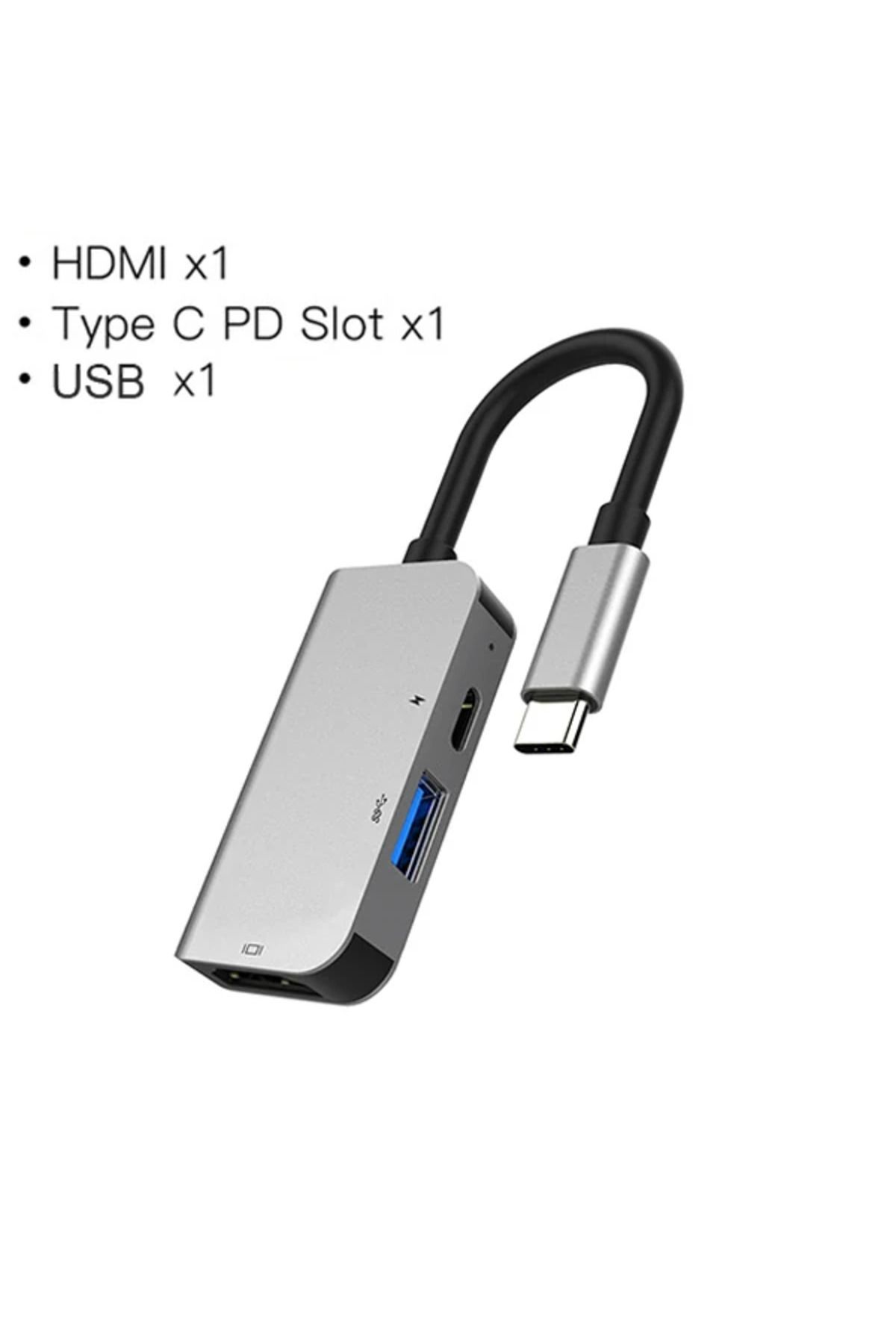gizmurstore Ally Usb (Type-C to 3in1 Hdtv USB+PD) Hub Adaptör Çoklayıcı-(5775) - GMS5114-8135