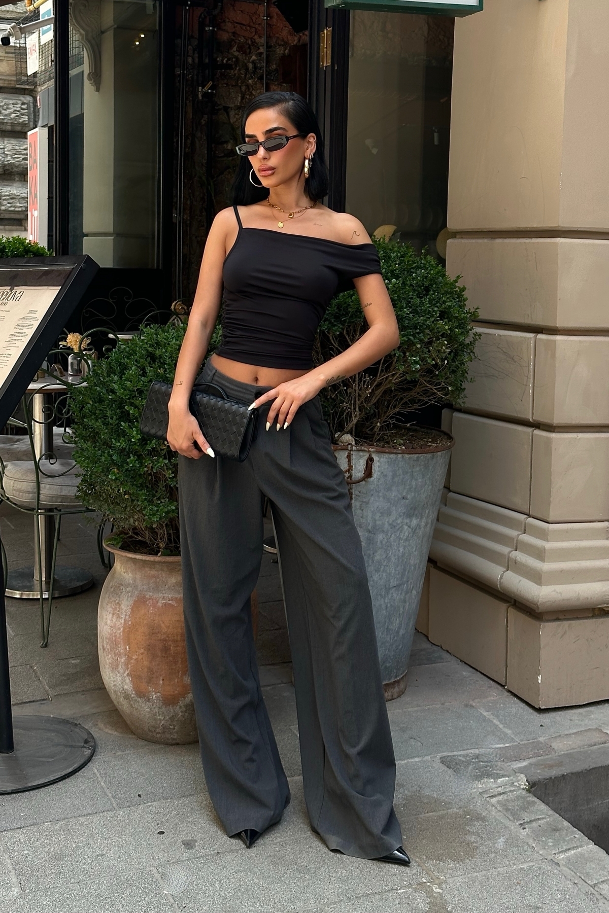 World Fashion Trends  WFT8004 ASİMETRİK VOLANLI ESNEK CROP TOP - Görsel 6