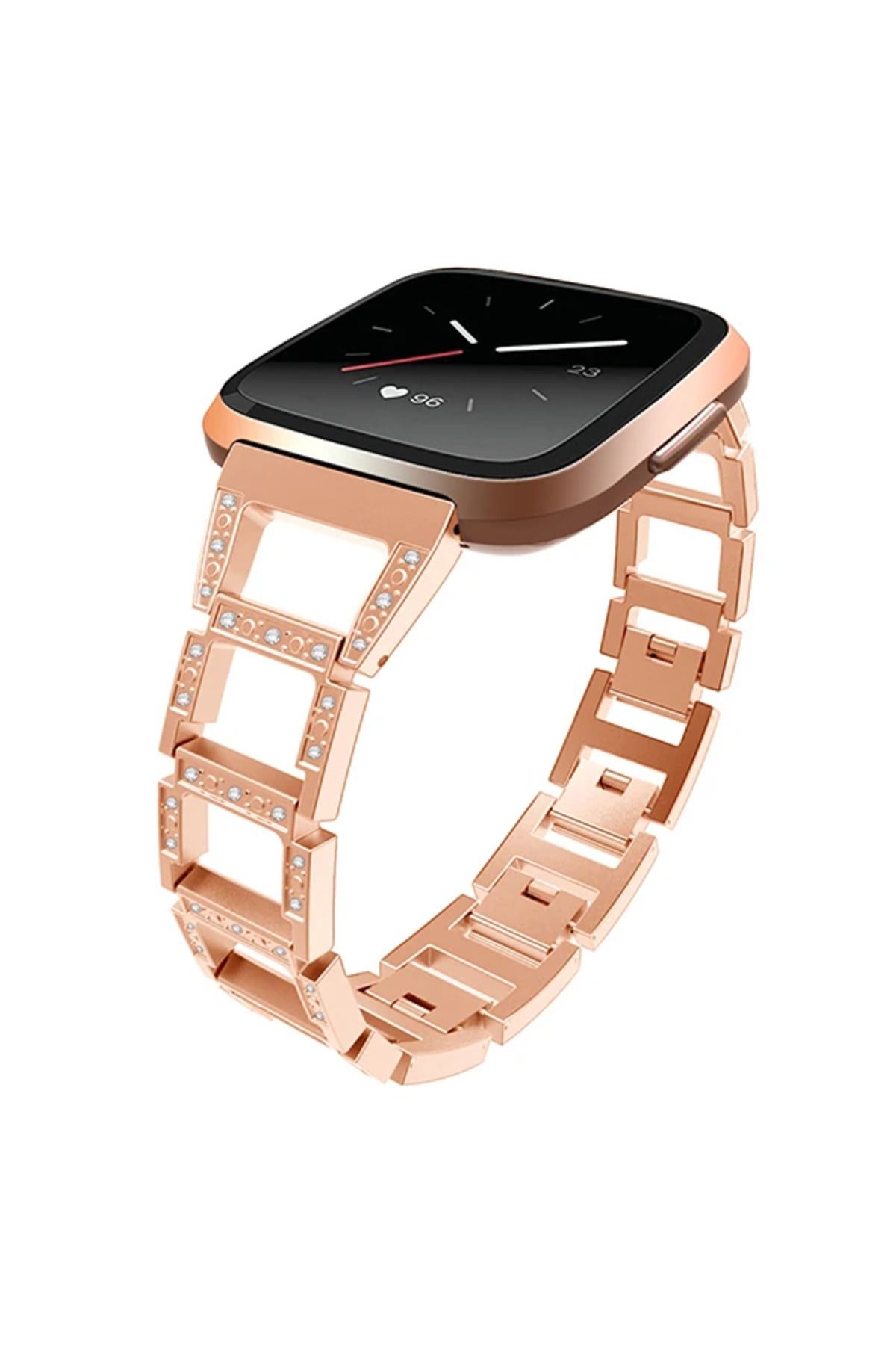 Notcraft Fitbit Versa Metal Diamond İşlemeli Akıllı Saat Kayış Kordon-(5775) - NOTFRAFT2068-1456