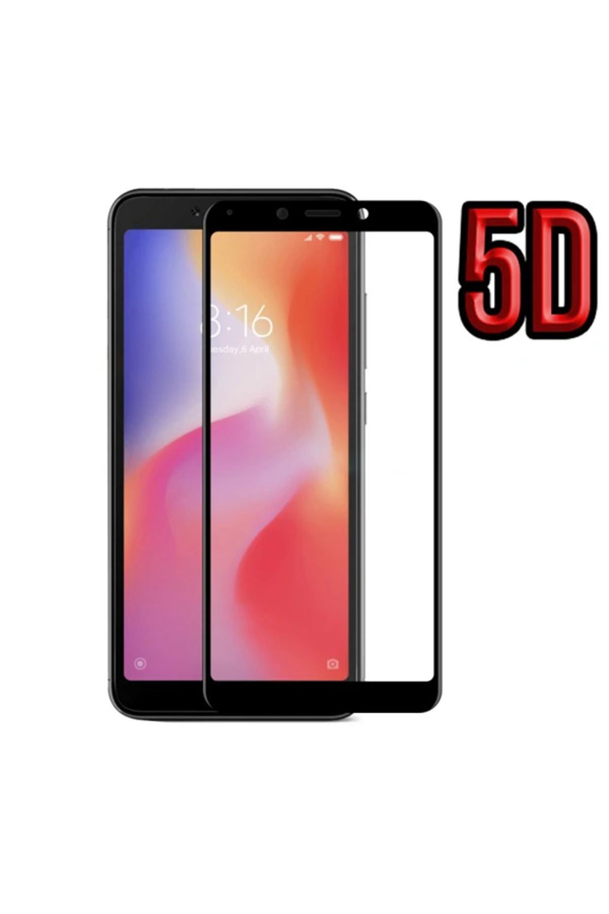 ONE Xiaomi Redmi 6 6A 5D Full Kavisli Tempered Cam Ekran Koruyucu-(5775) - CDY6361-1577