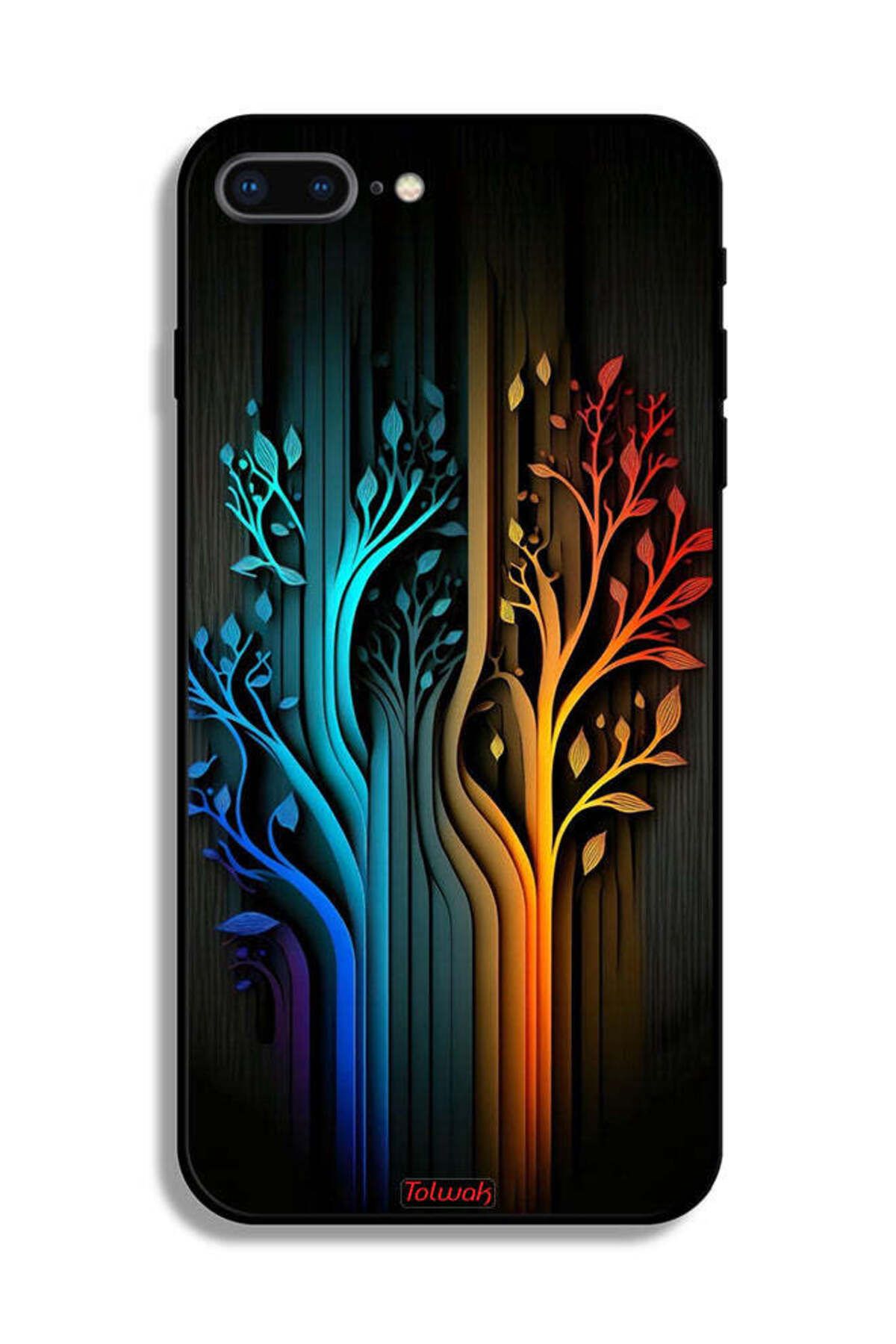 Tolwak-Apple iPhone 7 Plus Protective Case Tree Leaves Art 2