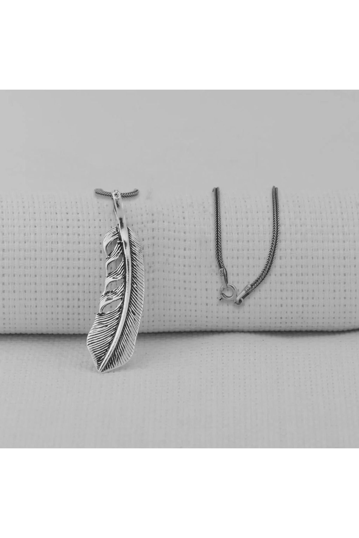 shop Kuş Tüyü 925 Ayar Gümüş Erkek Kolye
