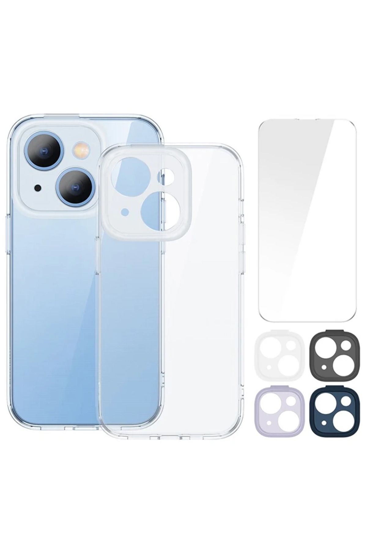 Marsilyan Illusion Series iPhone 14 Plus 6.7 Silikon Kılıf + Tempered Ekran Koruyucu - MCT2019-8541