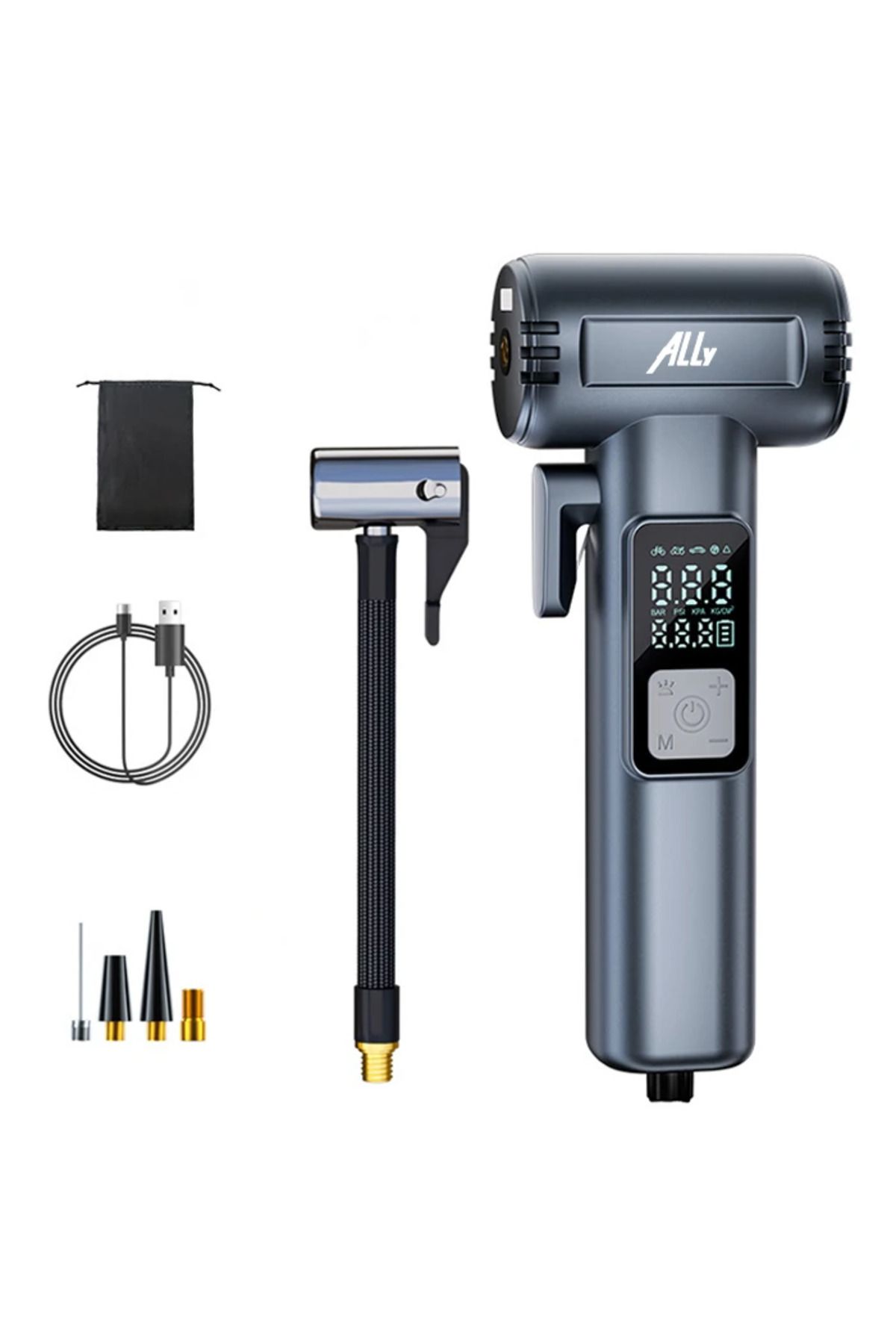 mudikonsept Ally ST-5530 Dijital Şarjlı Araç Lastik Hava Şişirme Pompası Powerbank Pencere - MDE3281-5785