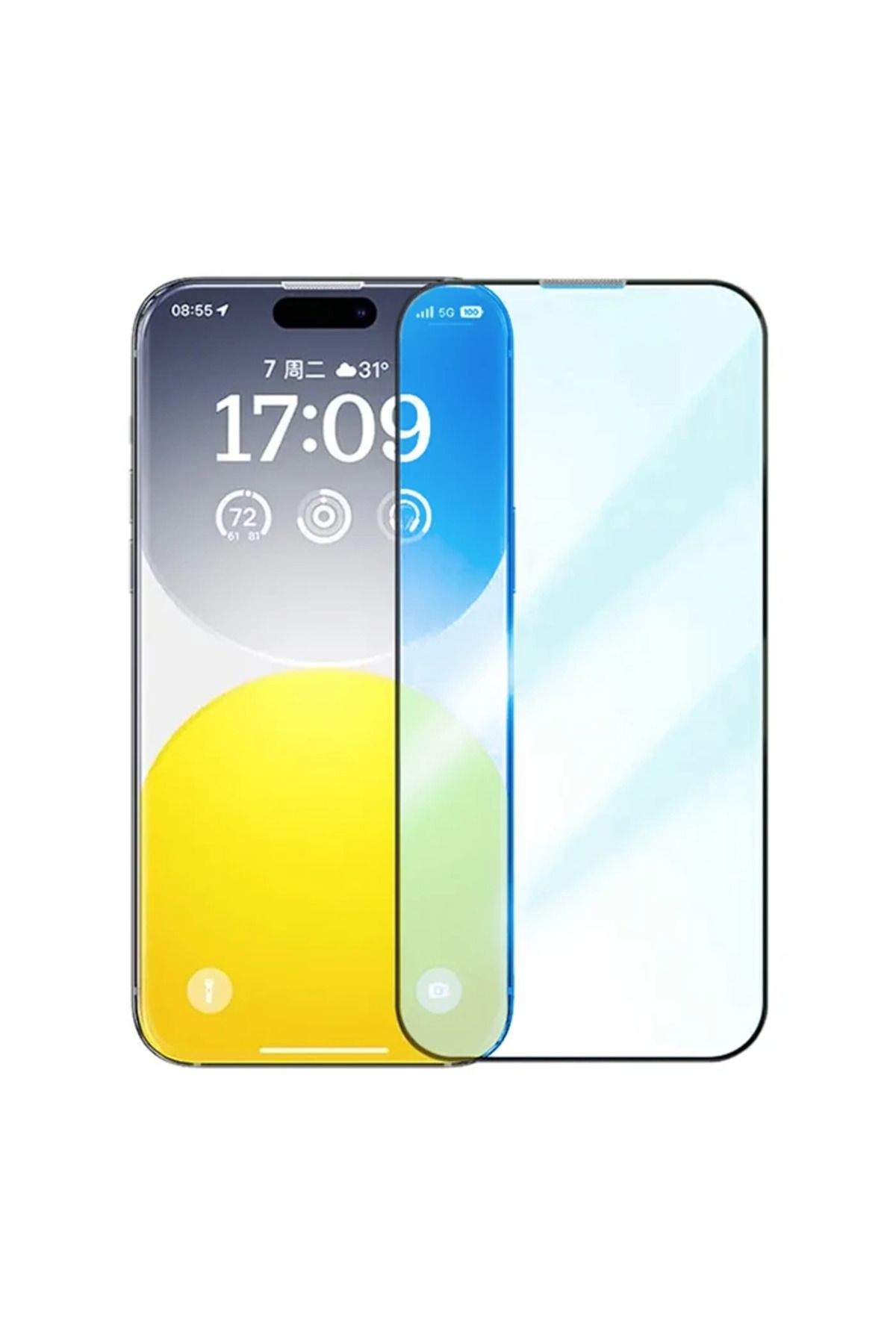 Marsilyan iPhone 15 Full Koruma Anti Mavi Işık Tempered Cam Ekran Koruyucu-(5775) - MCT7120-7544